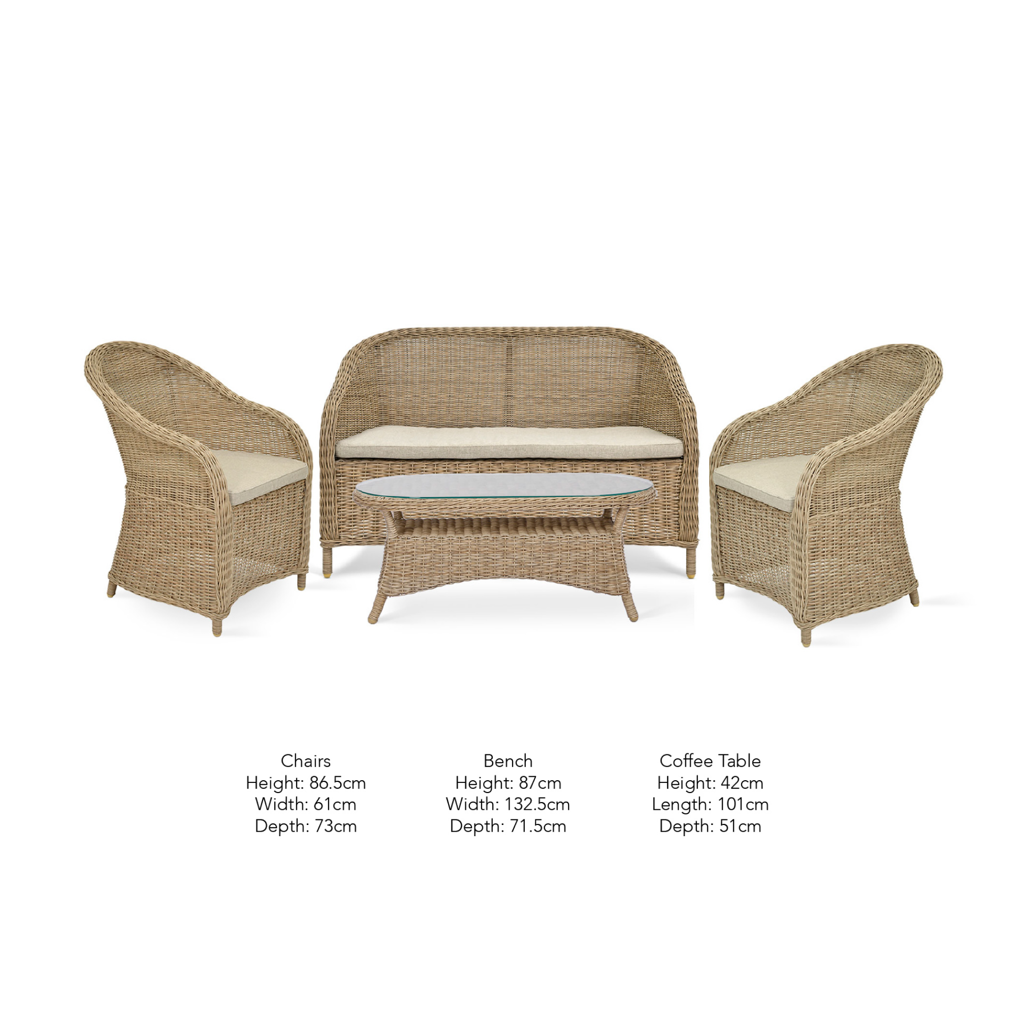 Brayford Outdoor Sofa Set – Natural PE Rattan