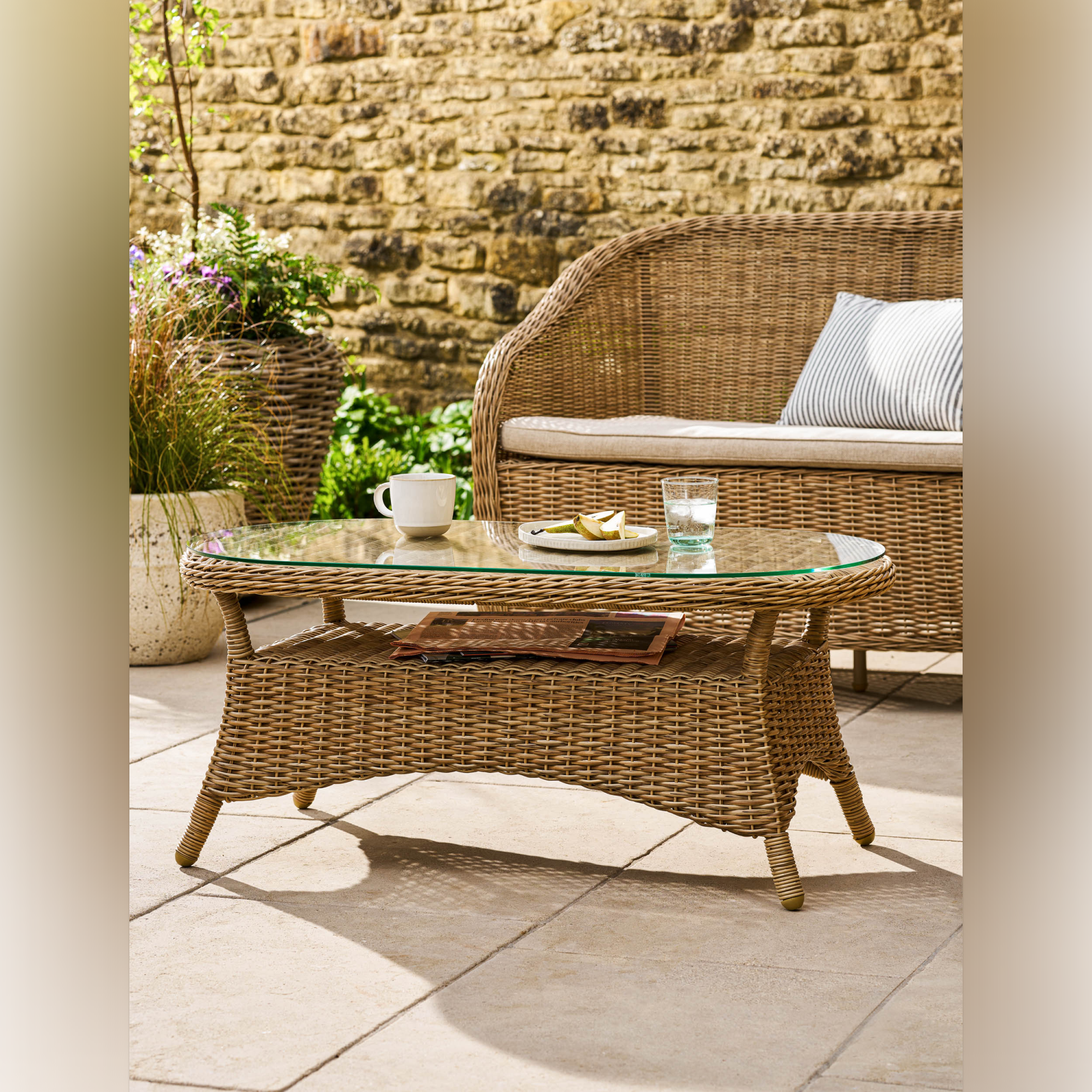 Brayford Outdoor Sofa Set – Natural PE Rattan