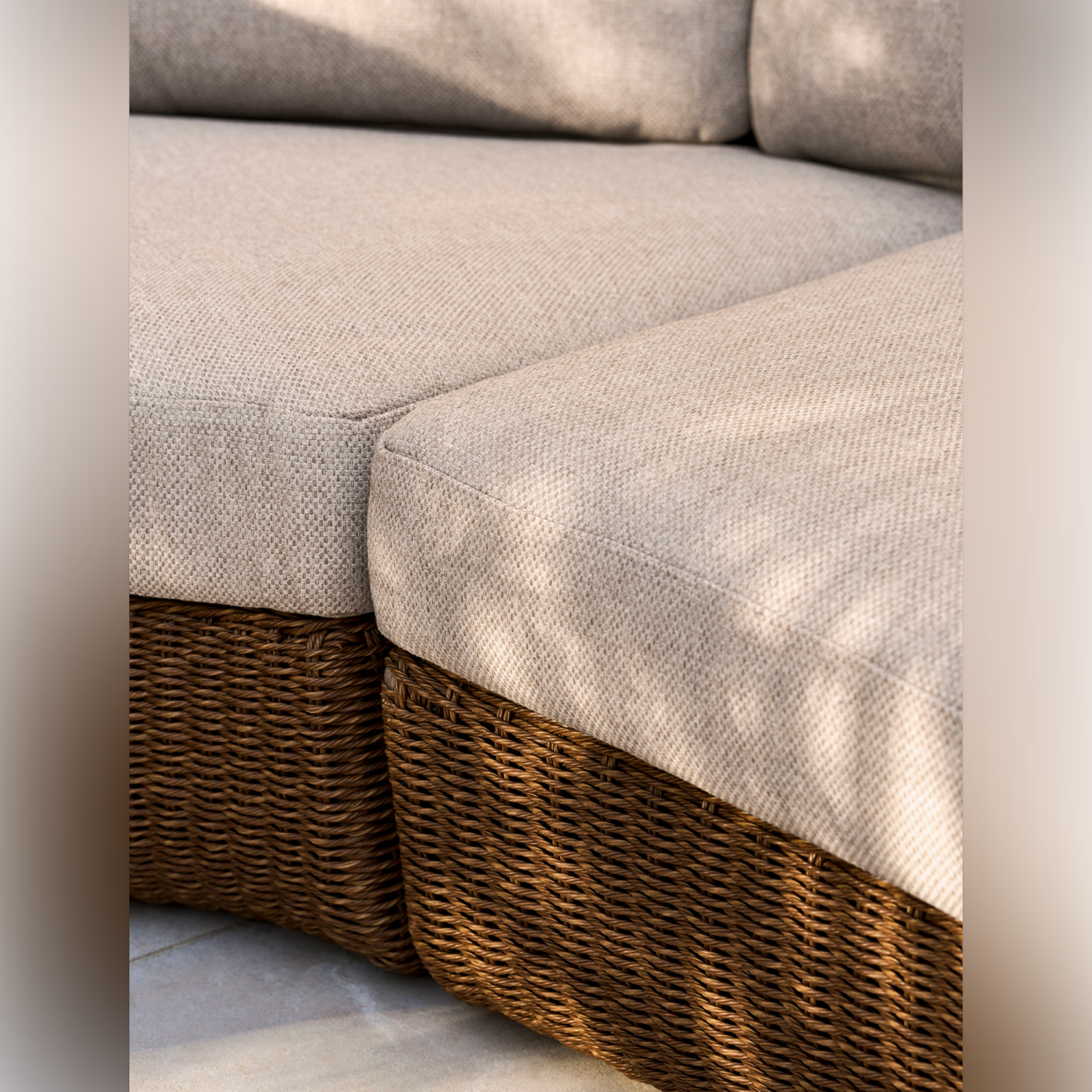 Hambridge Curved Outdoor Sofa Set – Dark Natural PE Rattan