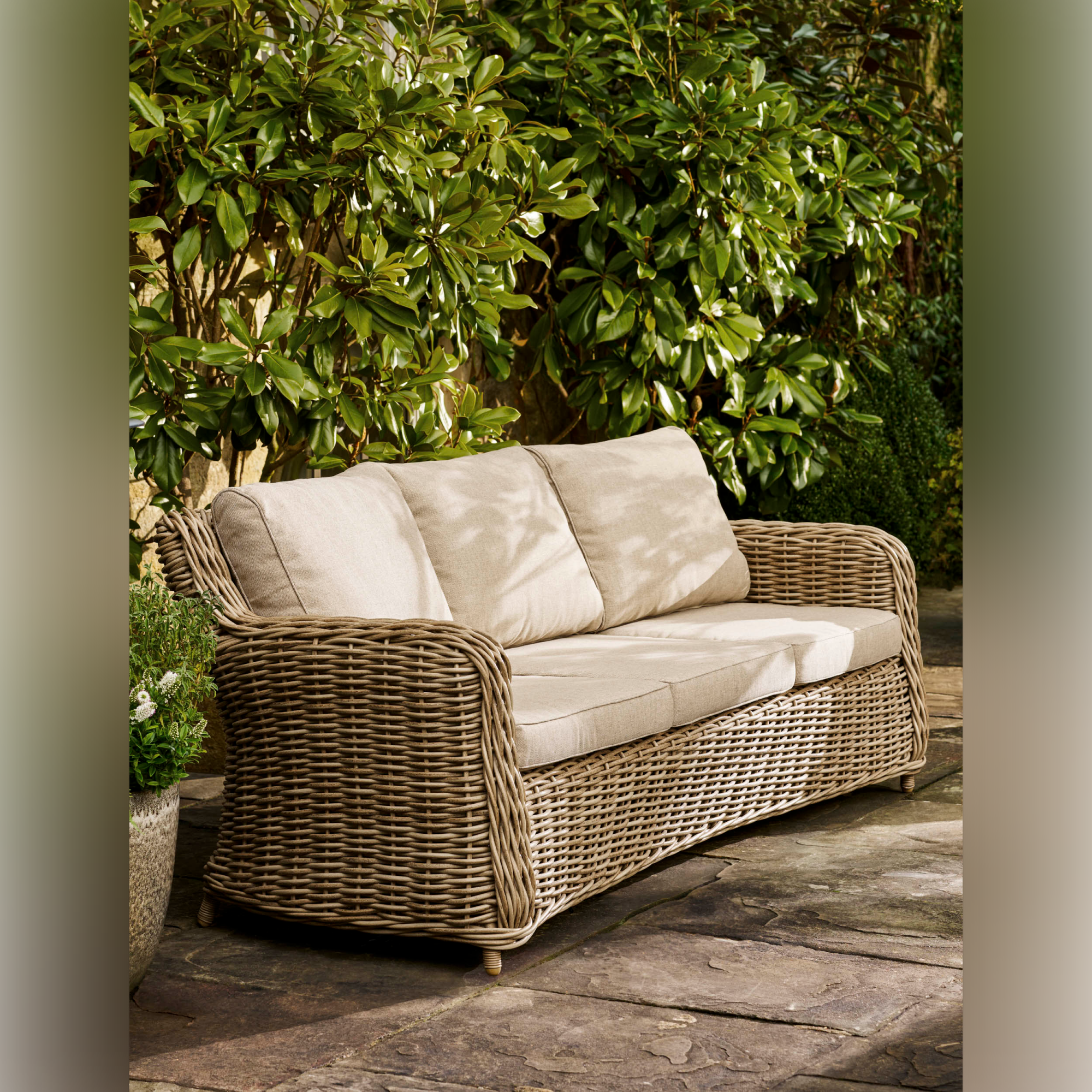 Lechlade 3 Seater Outdoor Sofa Set – Natural PE Rattan