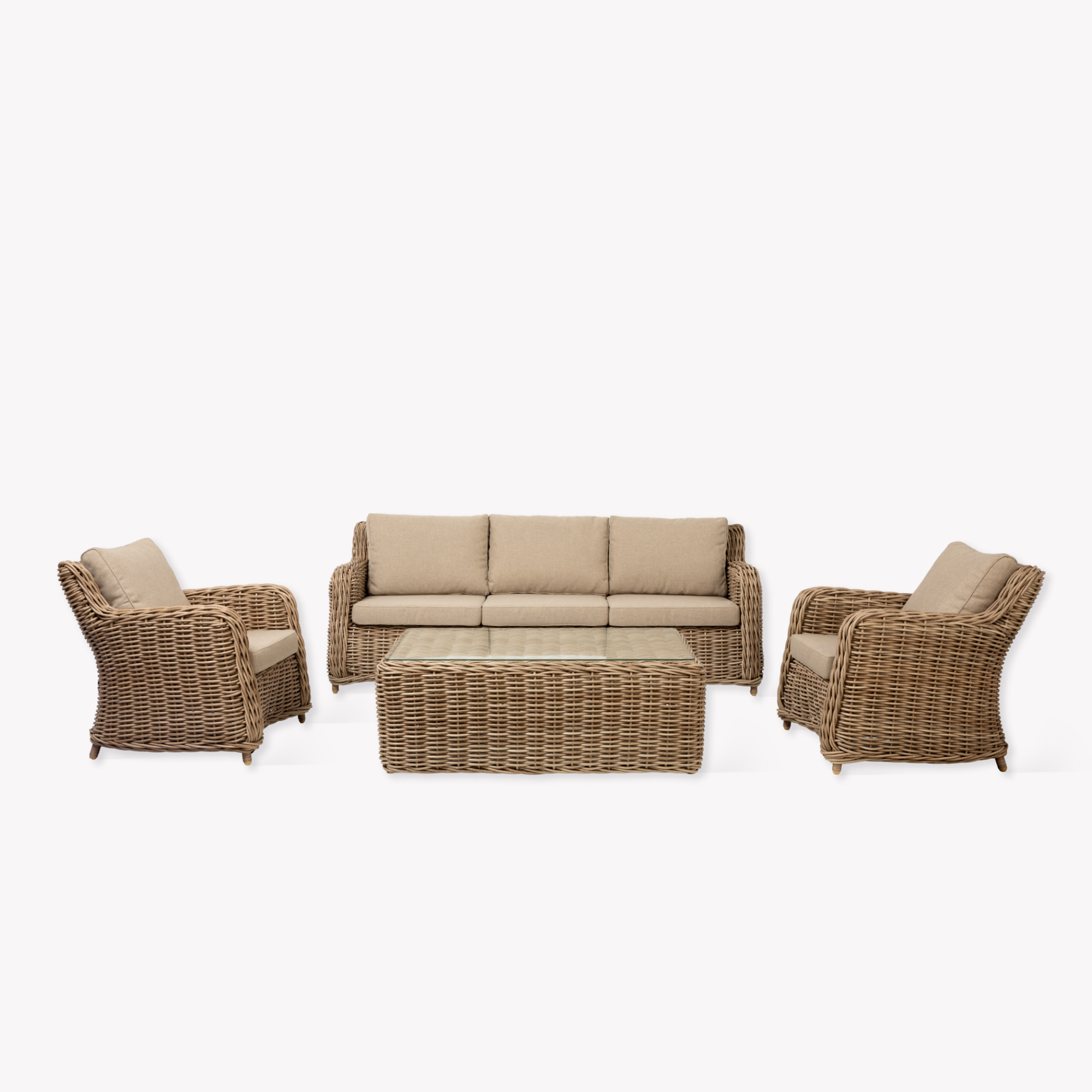Lechlade 3 Seater Outdoor Sofa Set – Natural PE Rattan