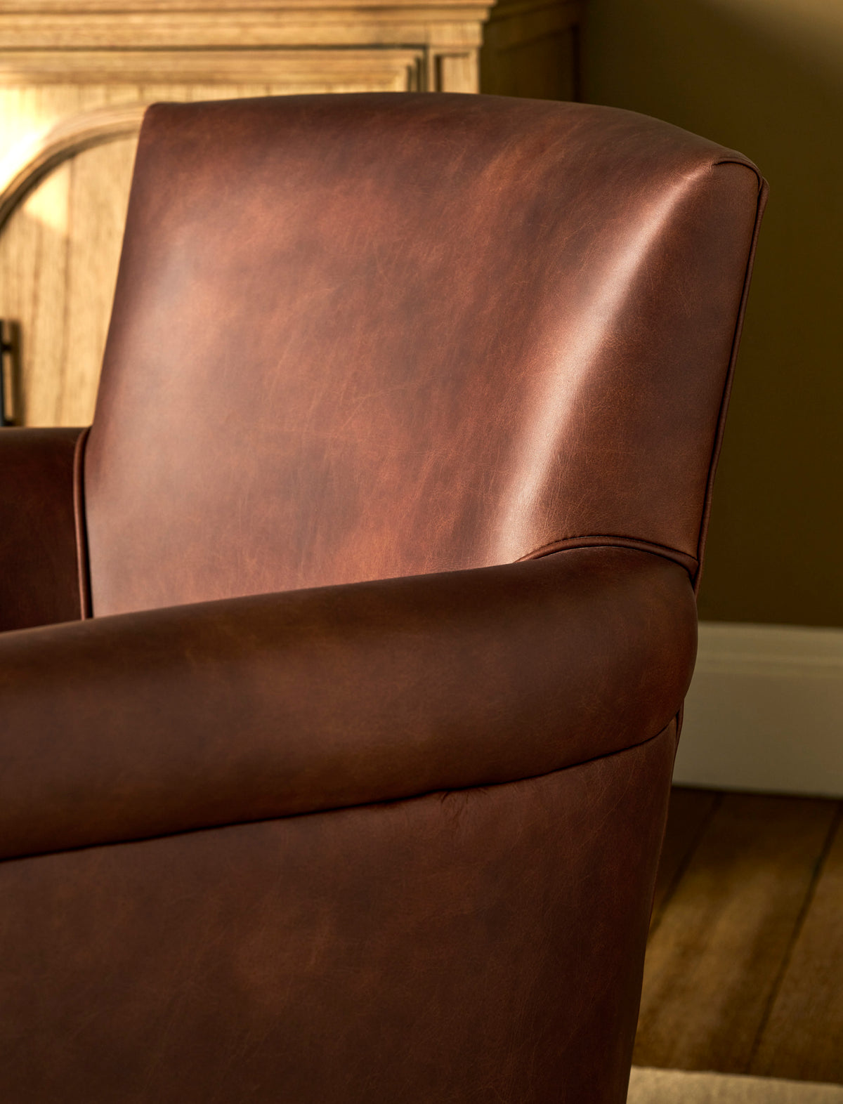 Edgehill Leather Armchair – Ash Wood, Brown
