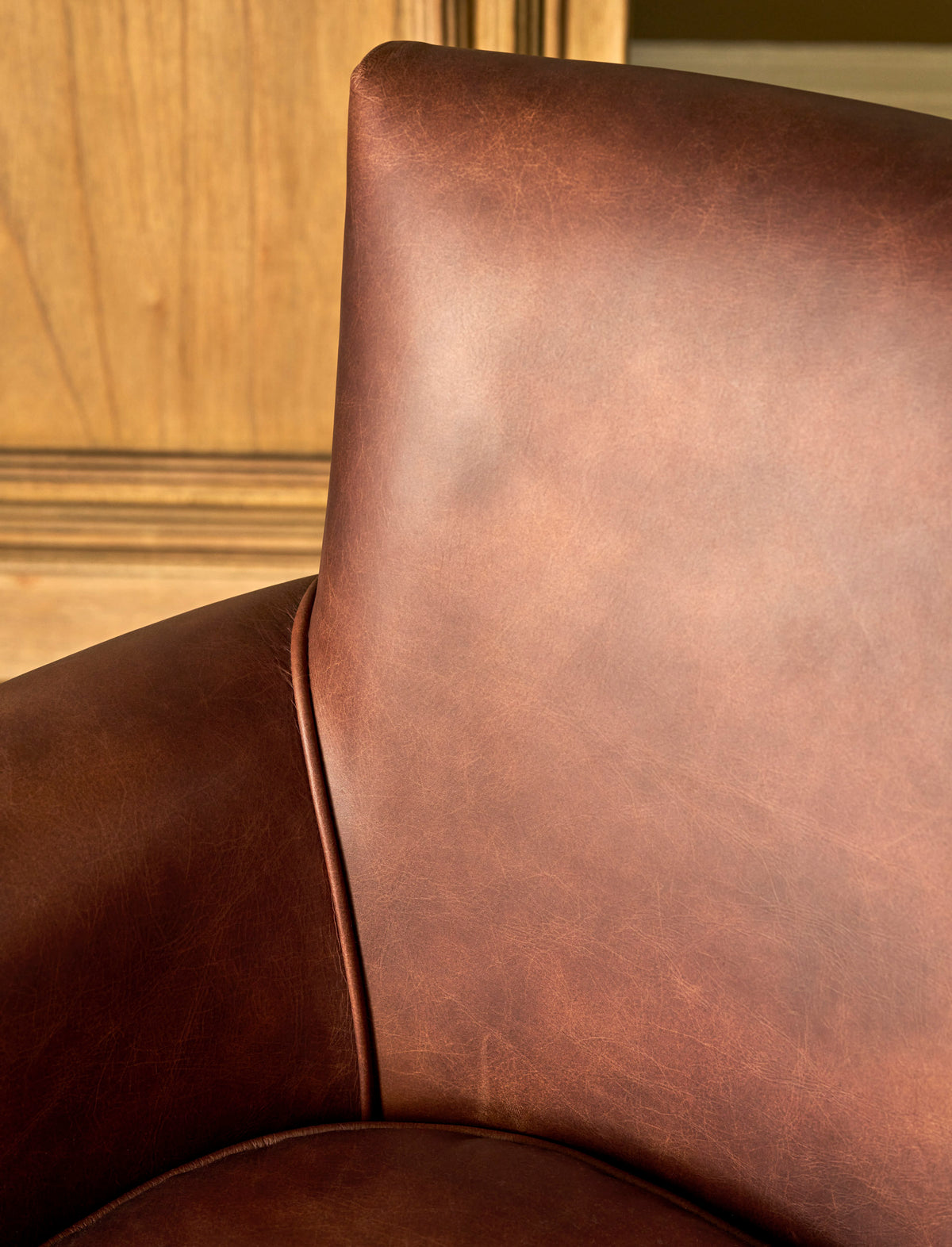 Edgehill Leather Armchair – Ash Wood, Brown
