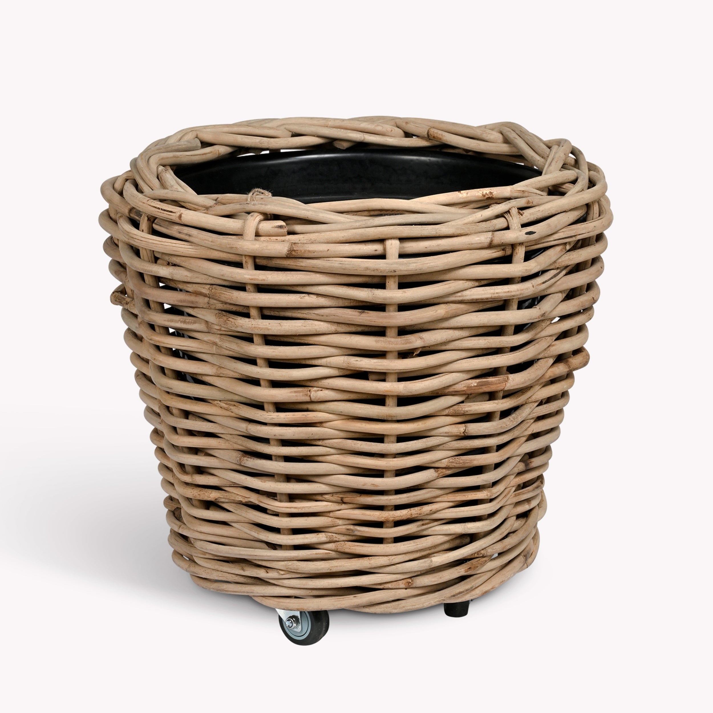 Elmhurst Rattan Planter on Wheels – Large, 58cm