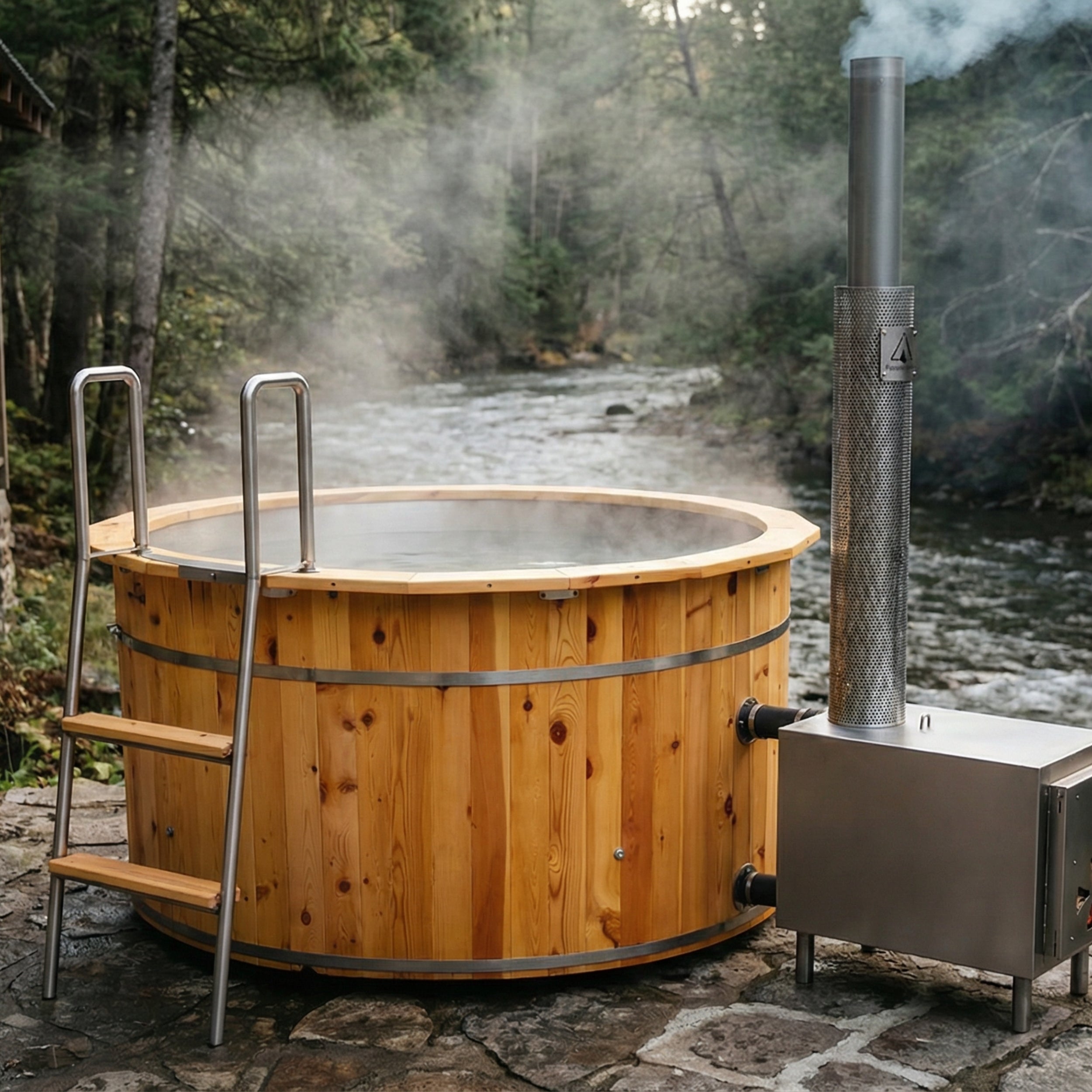 FEUERWASSER 6-Person Stainless Steel Hot Tub