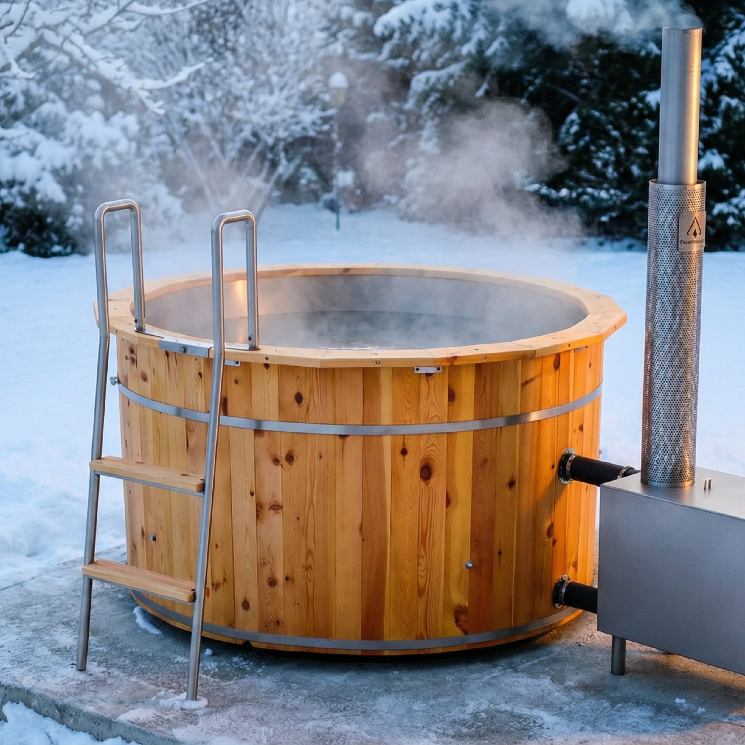 FEUERWASSER 6-Person Stainless Steel Hot Tub