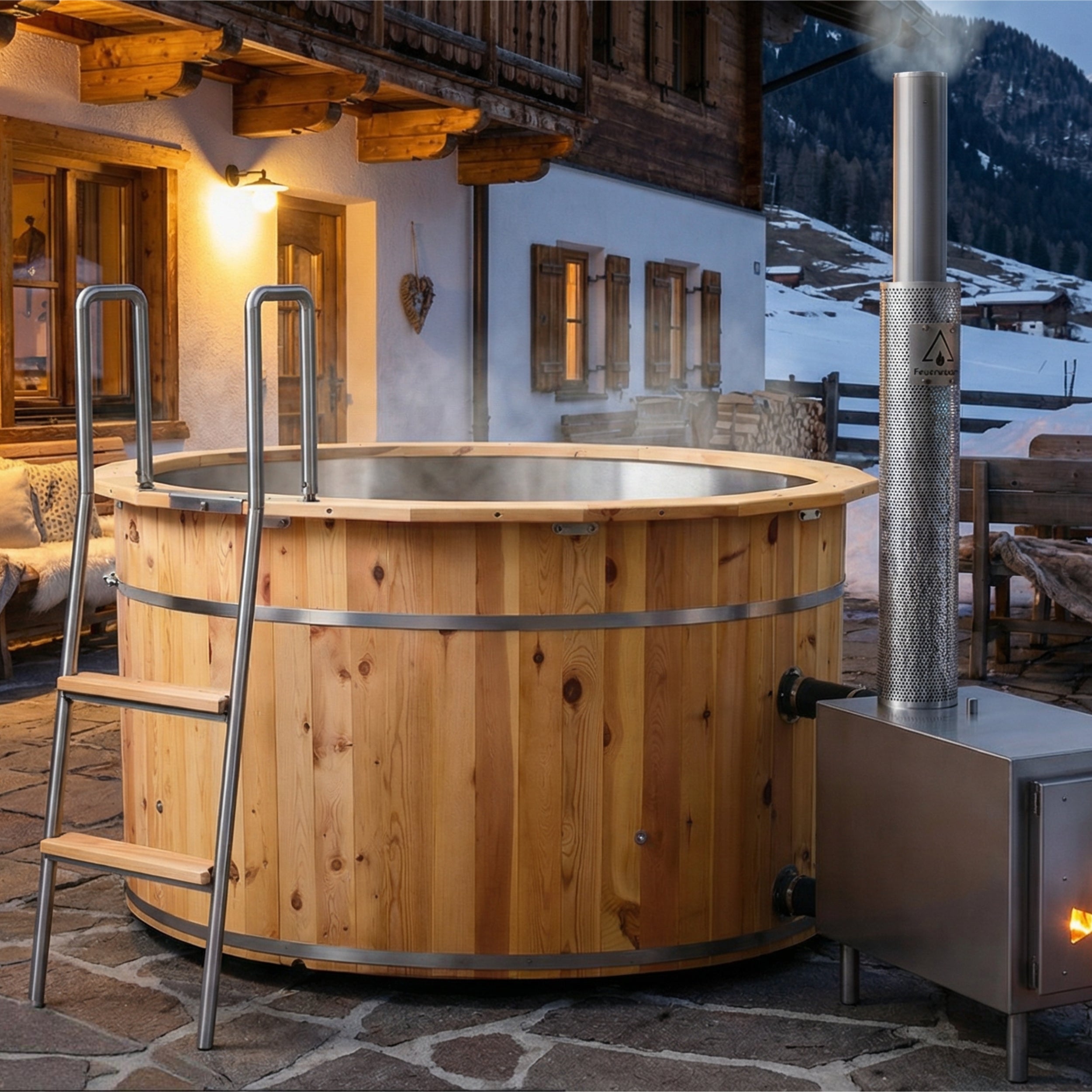 FEUERWASSER 6-Person Stainless Steel Hot Tub