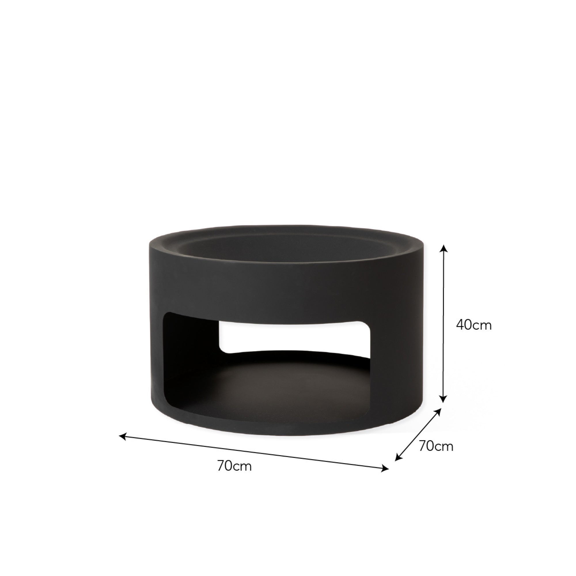Sarsden Round Fire Pit & Log Store — Black Steel