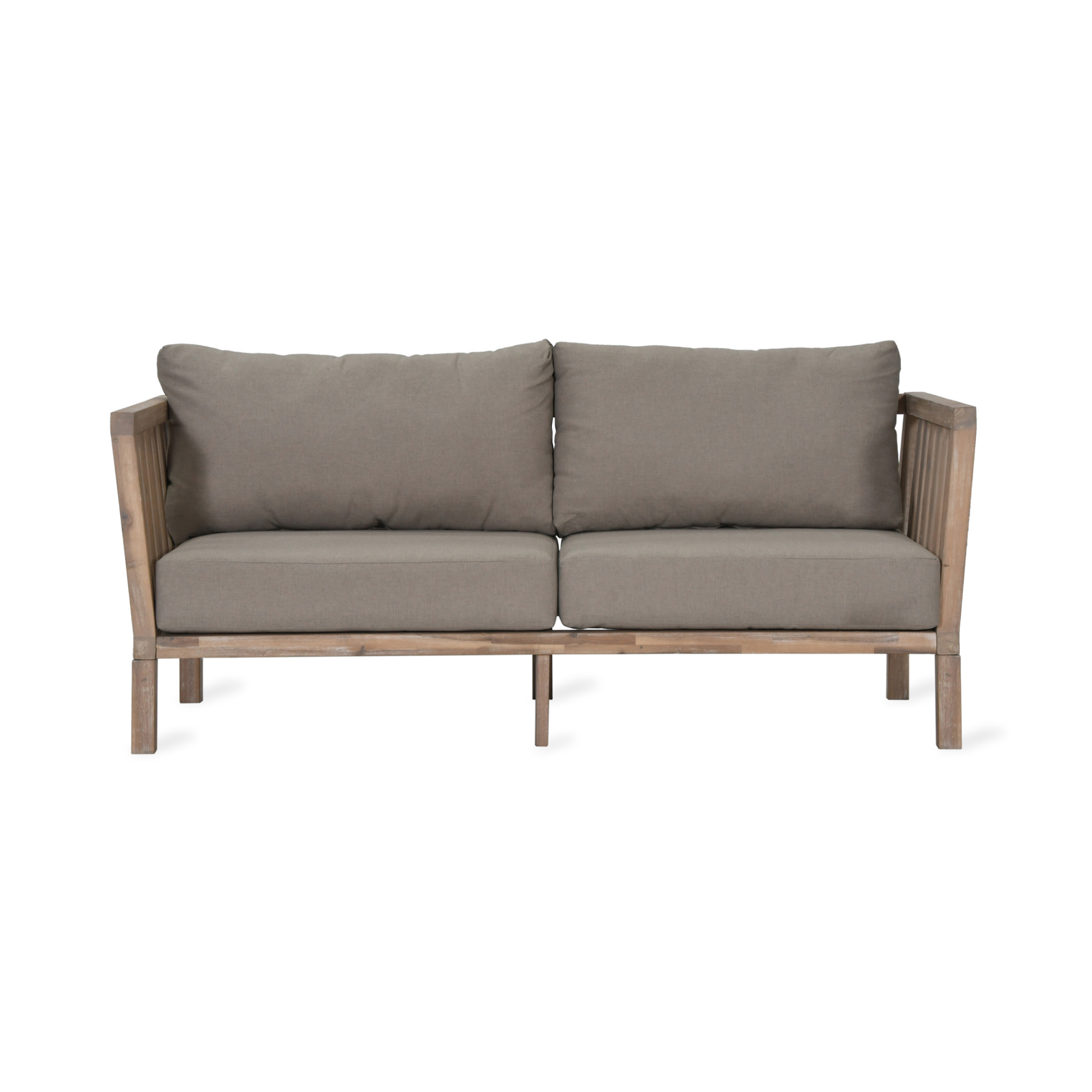 Porthallow 2 Seater Outdoor Sofa – Acacia Wood & Grey Cushions