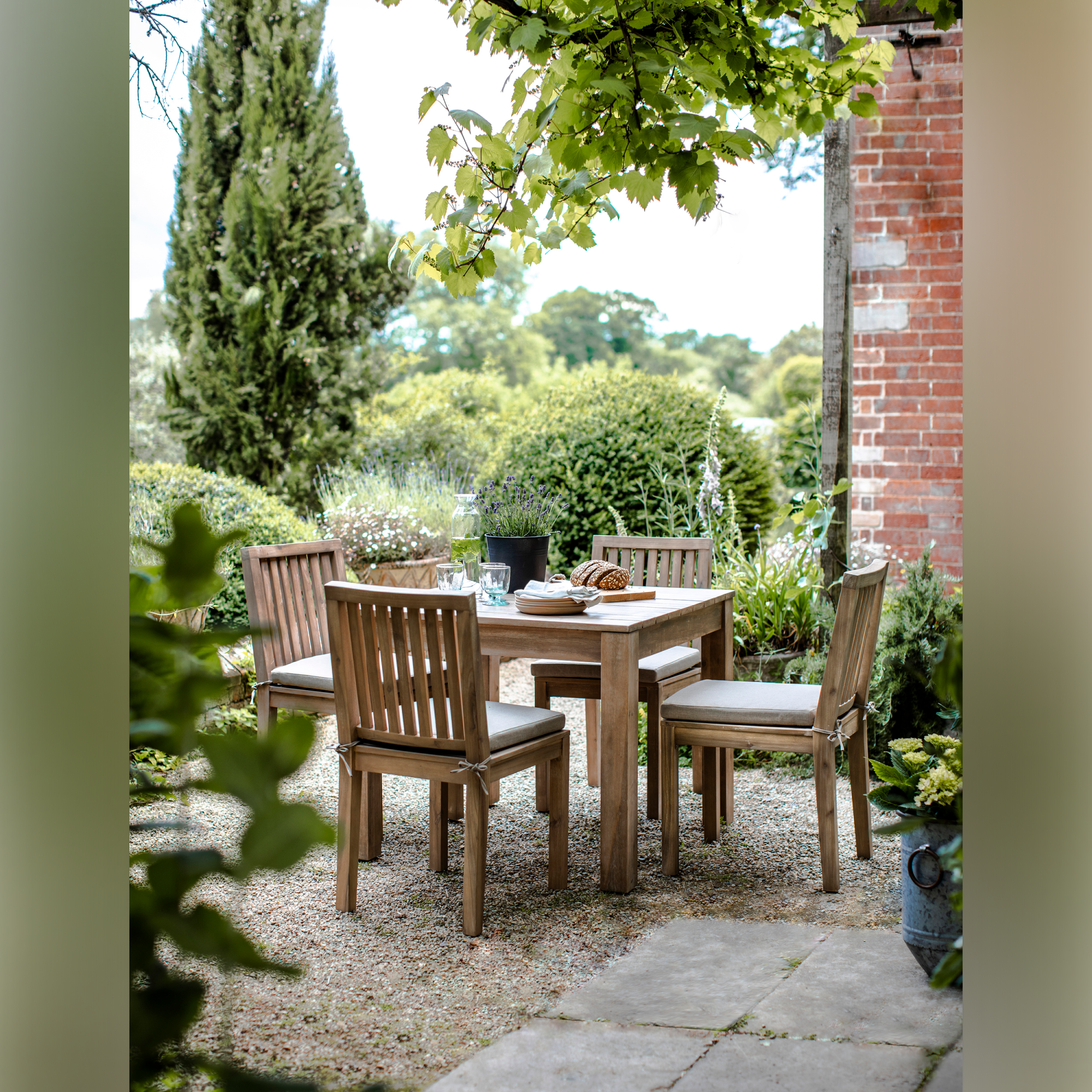 Porthallow Square Outdoor Dining Table – Natural Acacia