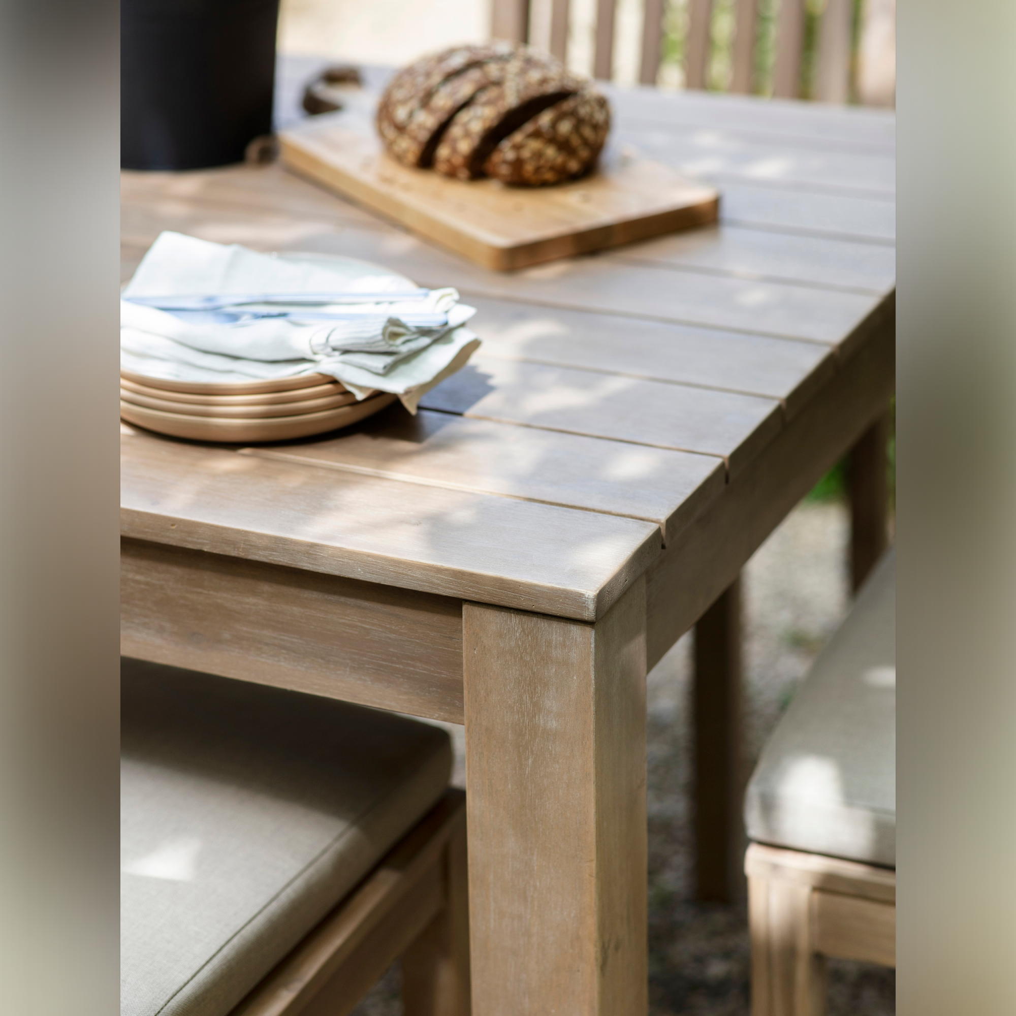 Porthallow Square Outdoor Dining Table – Natural Acacia