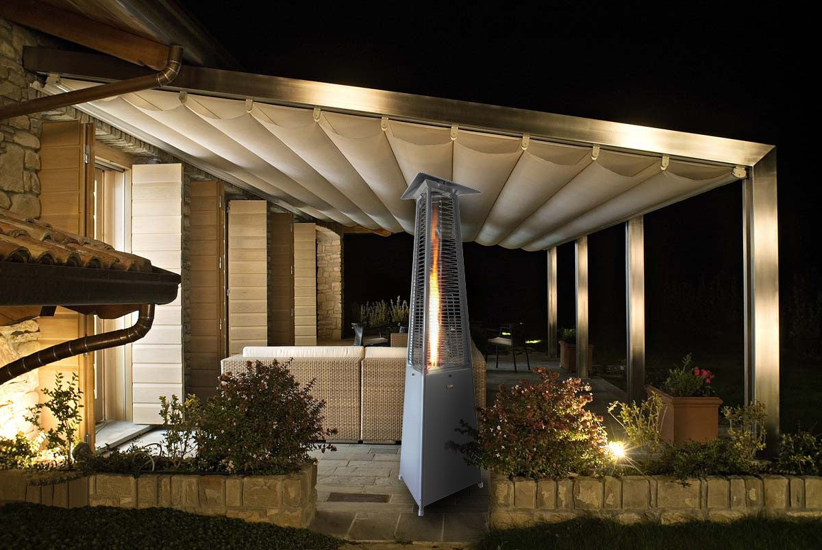 Falò EVO Outdoor Flame Heater – Silver (Stainless Steel, Manual Natural Gas)