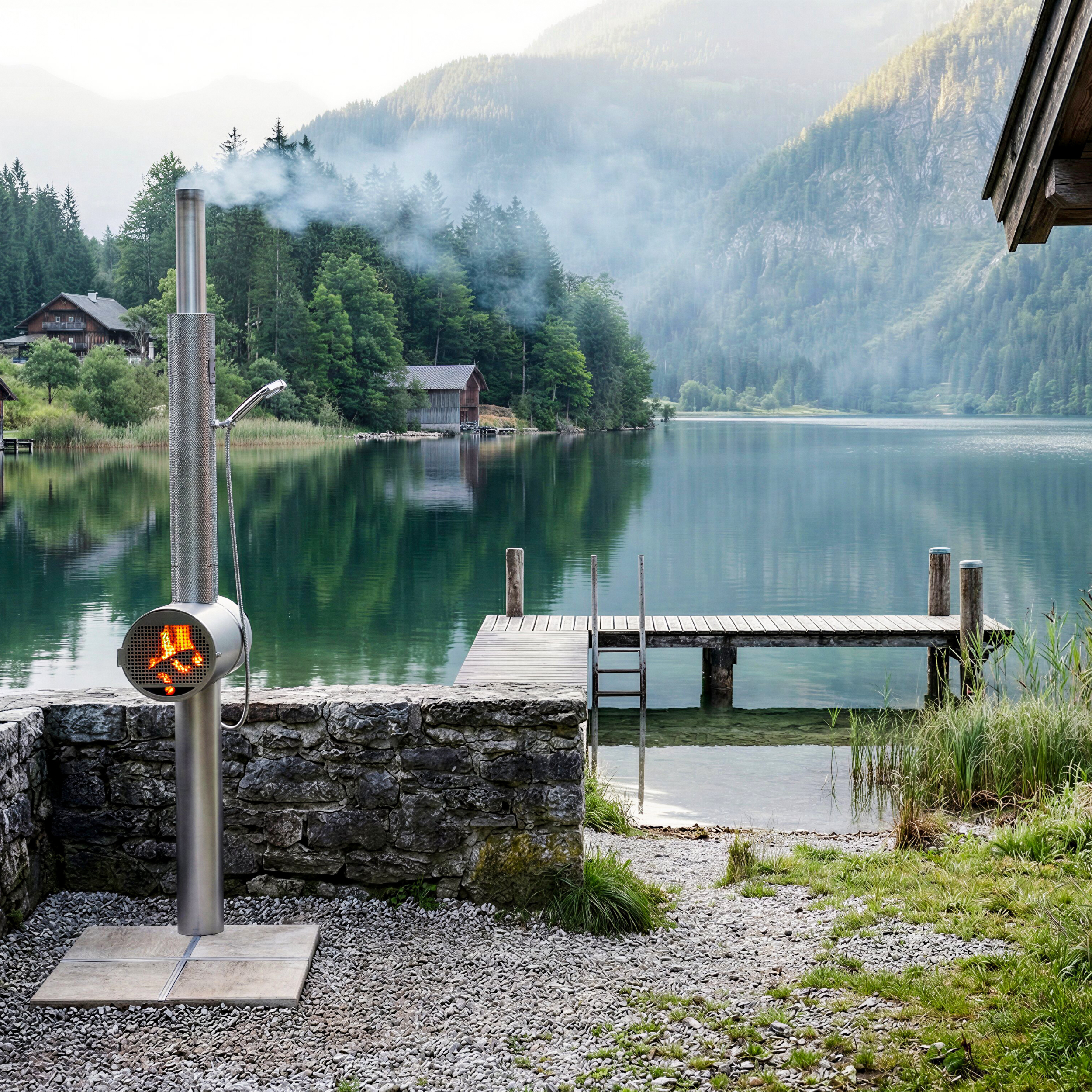 Feuerwasser Outdoor Shower | Wood-Fired Garden Shower