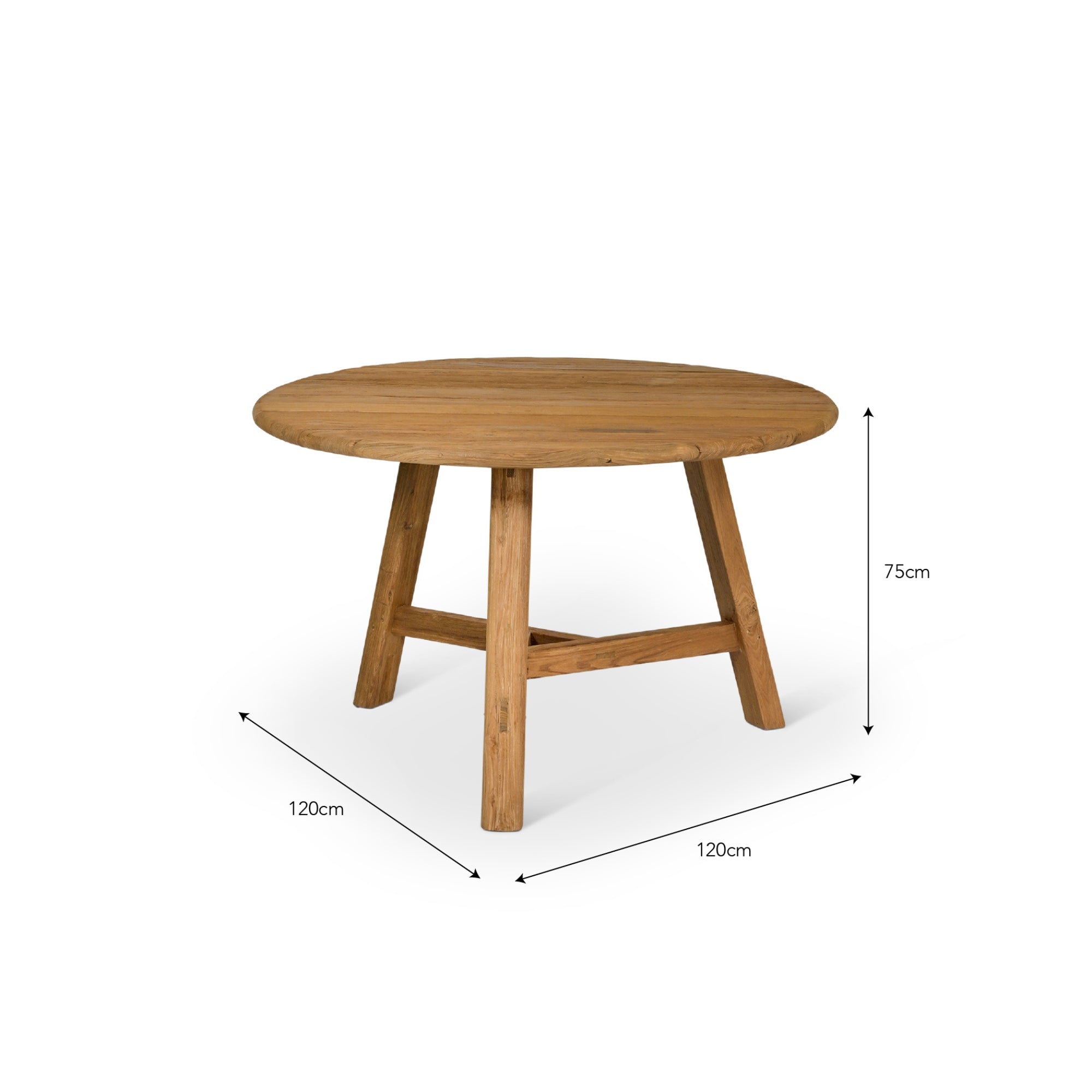 Hawthorne Round Reclaimed Teak Outdoor Dining Table – Natural