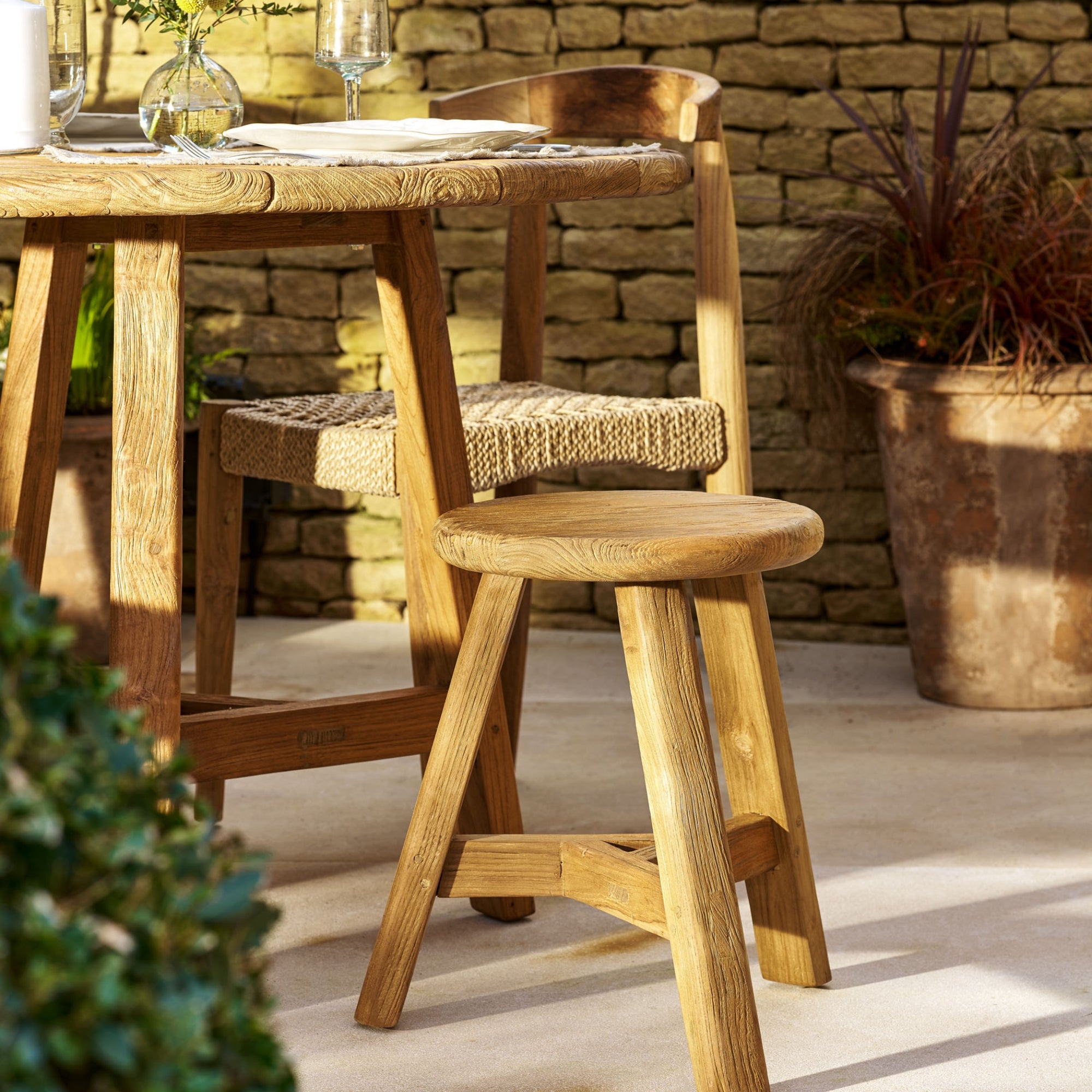 Hawthorne Reclaimed Teak Indoor/Outdoor Stool – Natural