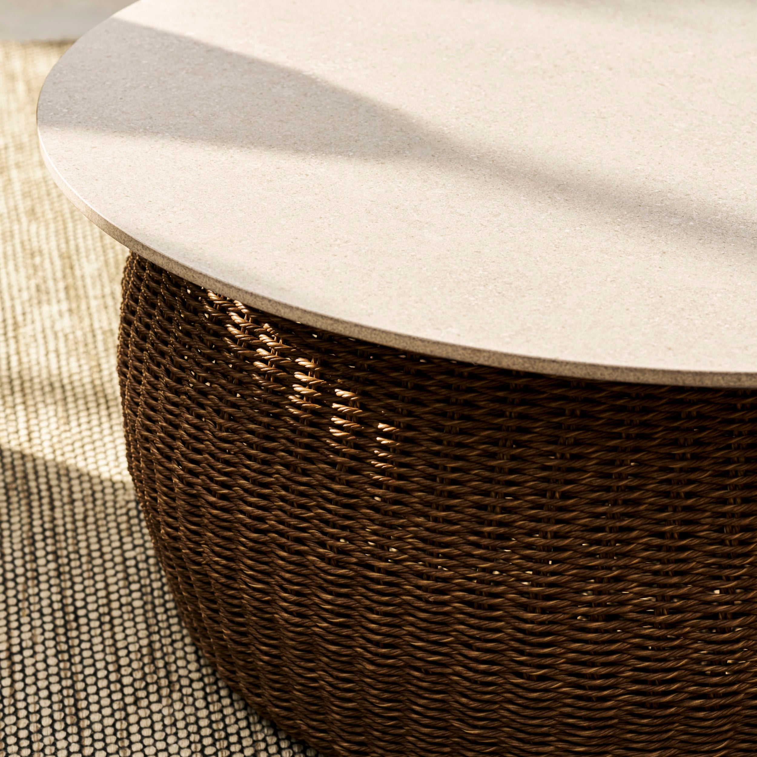 Hambridge 2-Seater Outdoor Sofa Set – PE Rattan & Sintered Stone