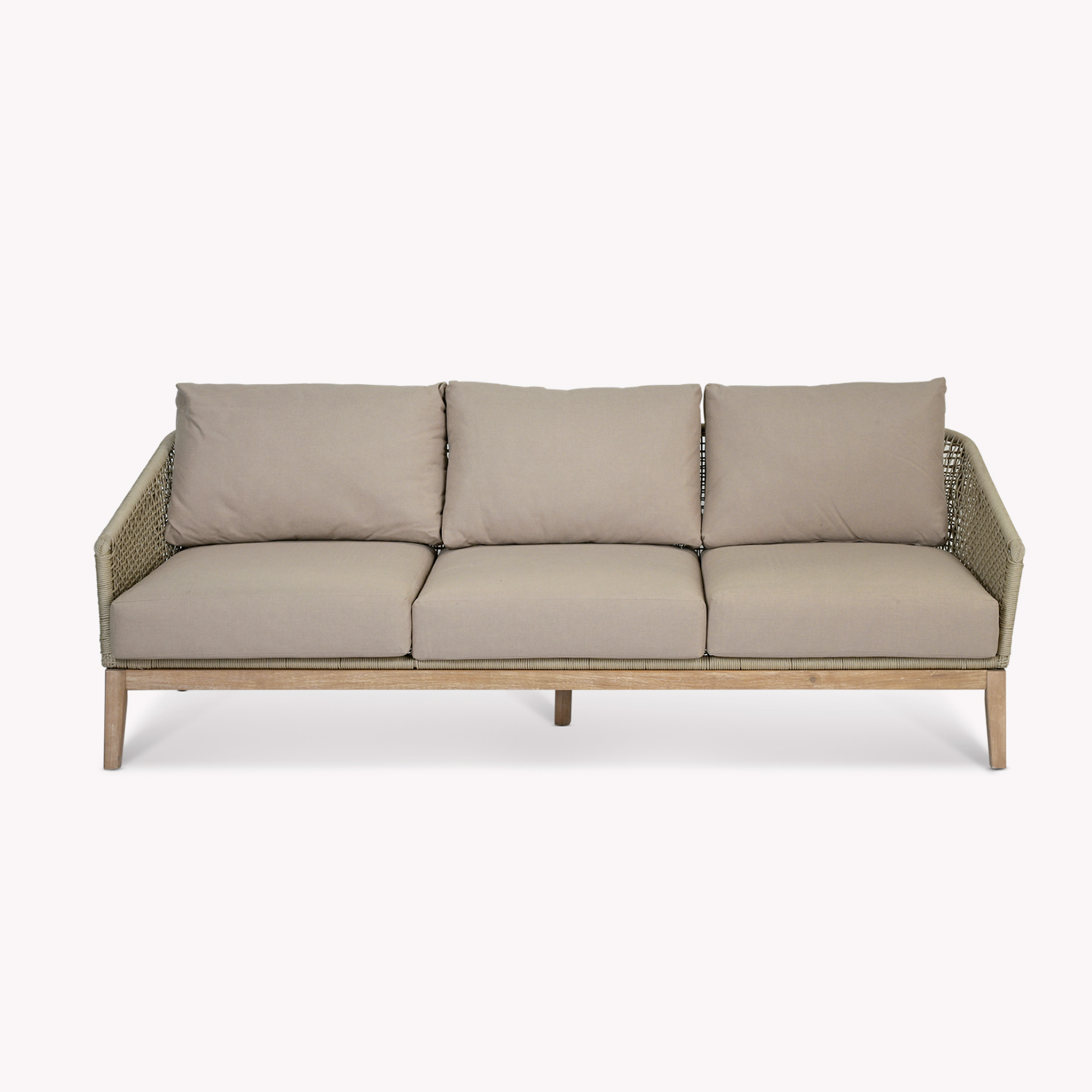 Lynton 3 Seater Outdoor Sofa – Acacia Wood & Grey Cushions