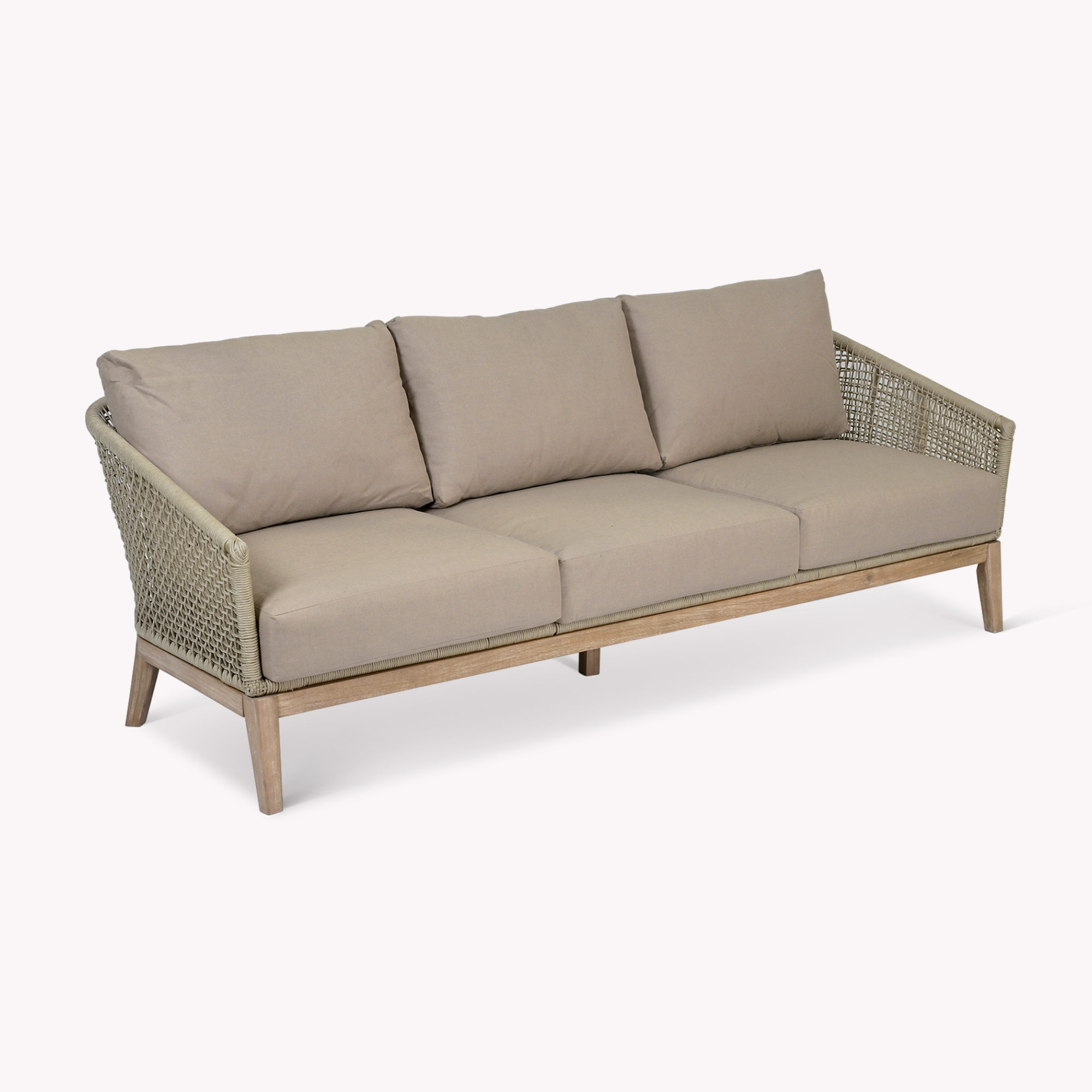 Lynton 3 Seater Outdoor Sofa – Acacia Wood & Grey Cushions
