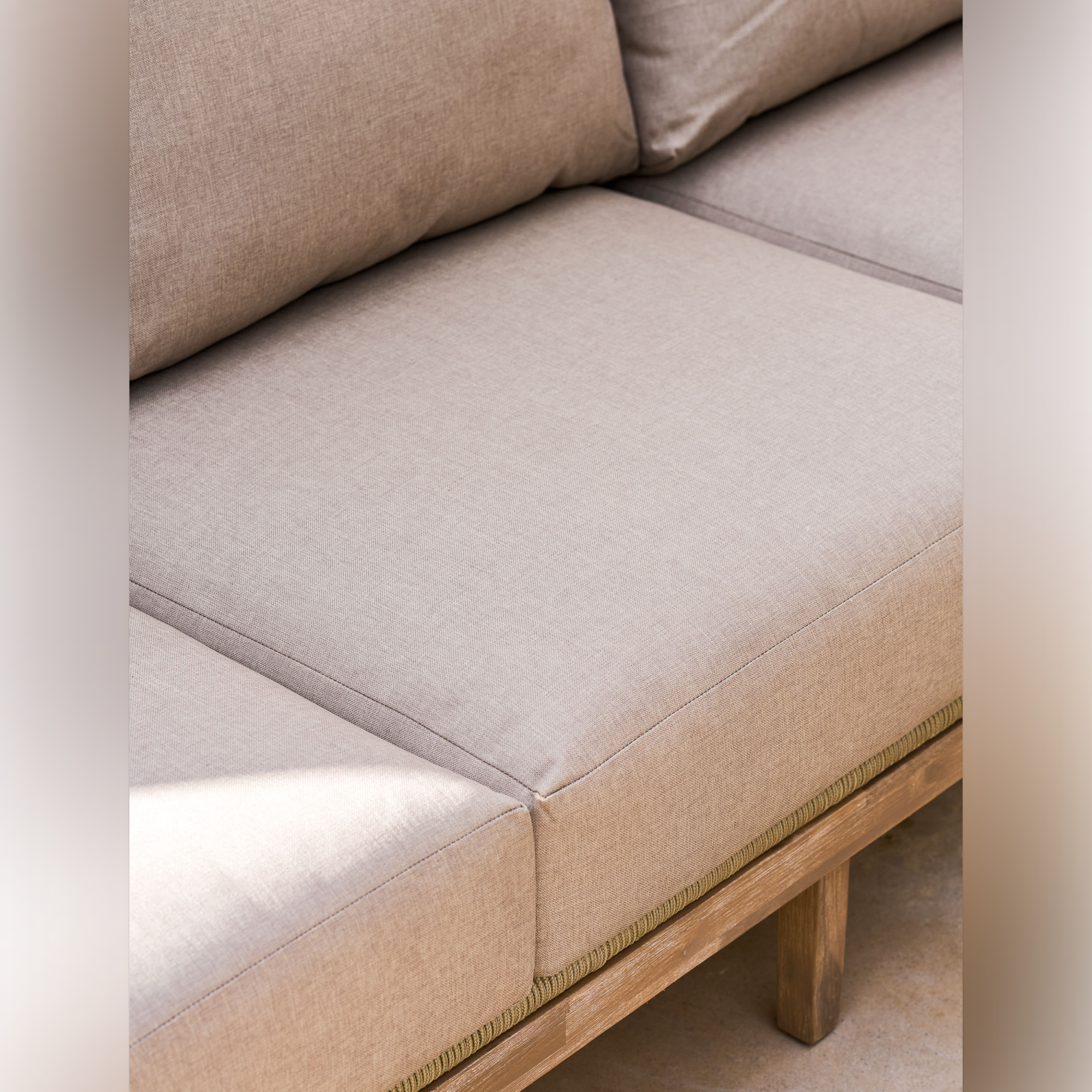 Lynton 3 Seater Outdoor Sofa – Acacia Wood & Grey Cushions