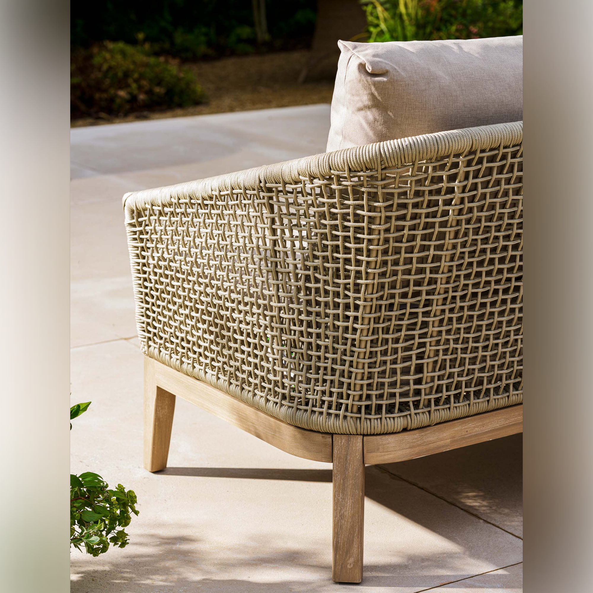 Lynton 3 Seater Outdoor Sofa – Acacia Wood & Grey Cushions