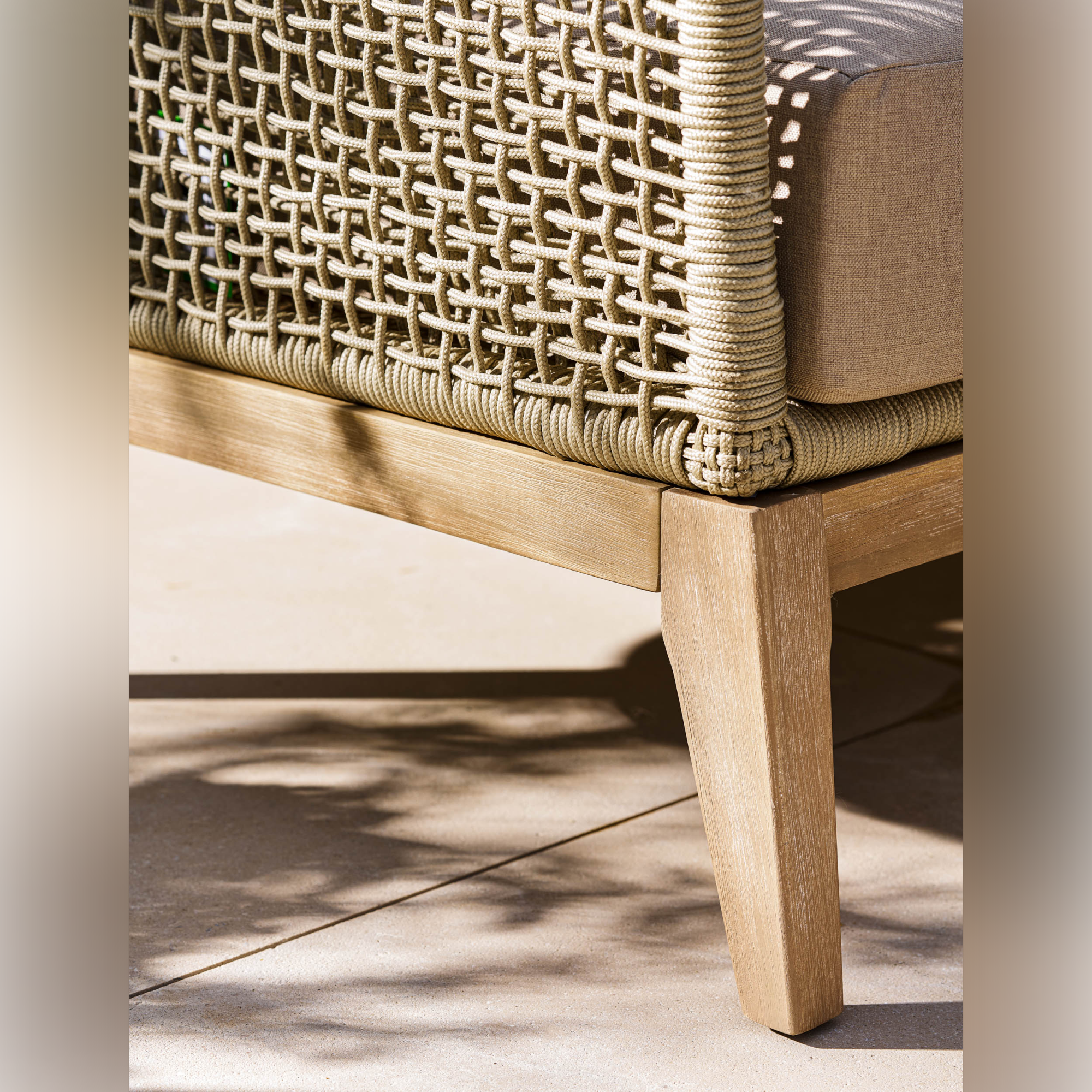 Lynton 3 Seater Outdoor Sofa – Acacia Wood & Grey Cushions