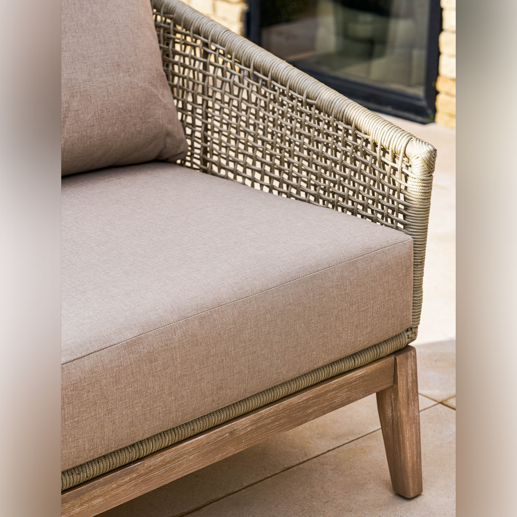 Lynton 3 Seater Outdoor Sofa – Acacia Wood & Grey Cushions