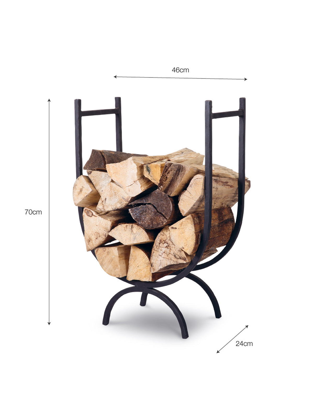 Classic Log Holder – Wrought Iron, Black, Large