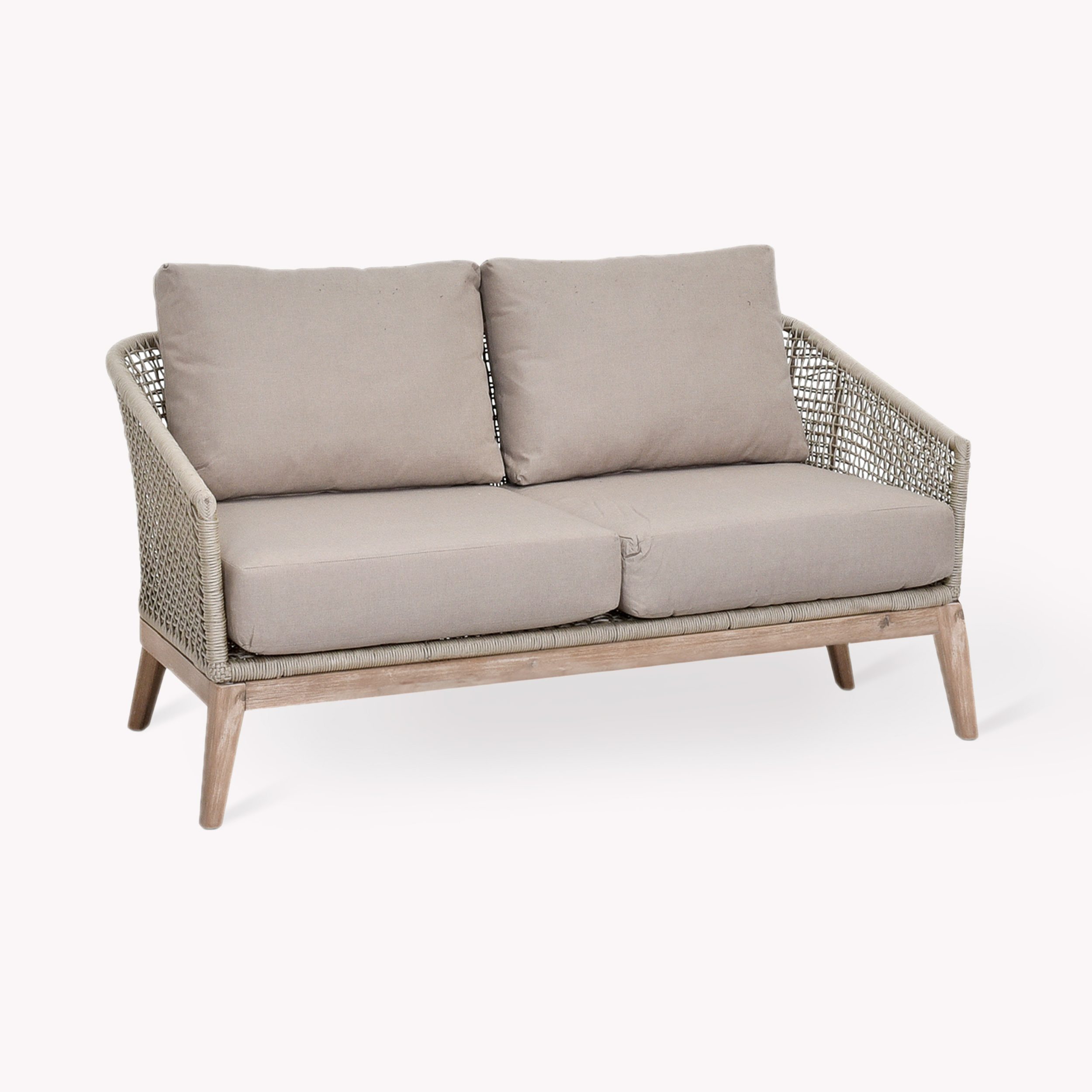 Lynton 2-Seater Outdoor Sofa – Acacia Wood & Grey Cushions