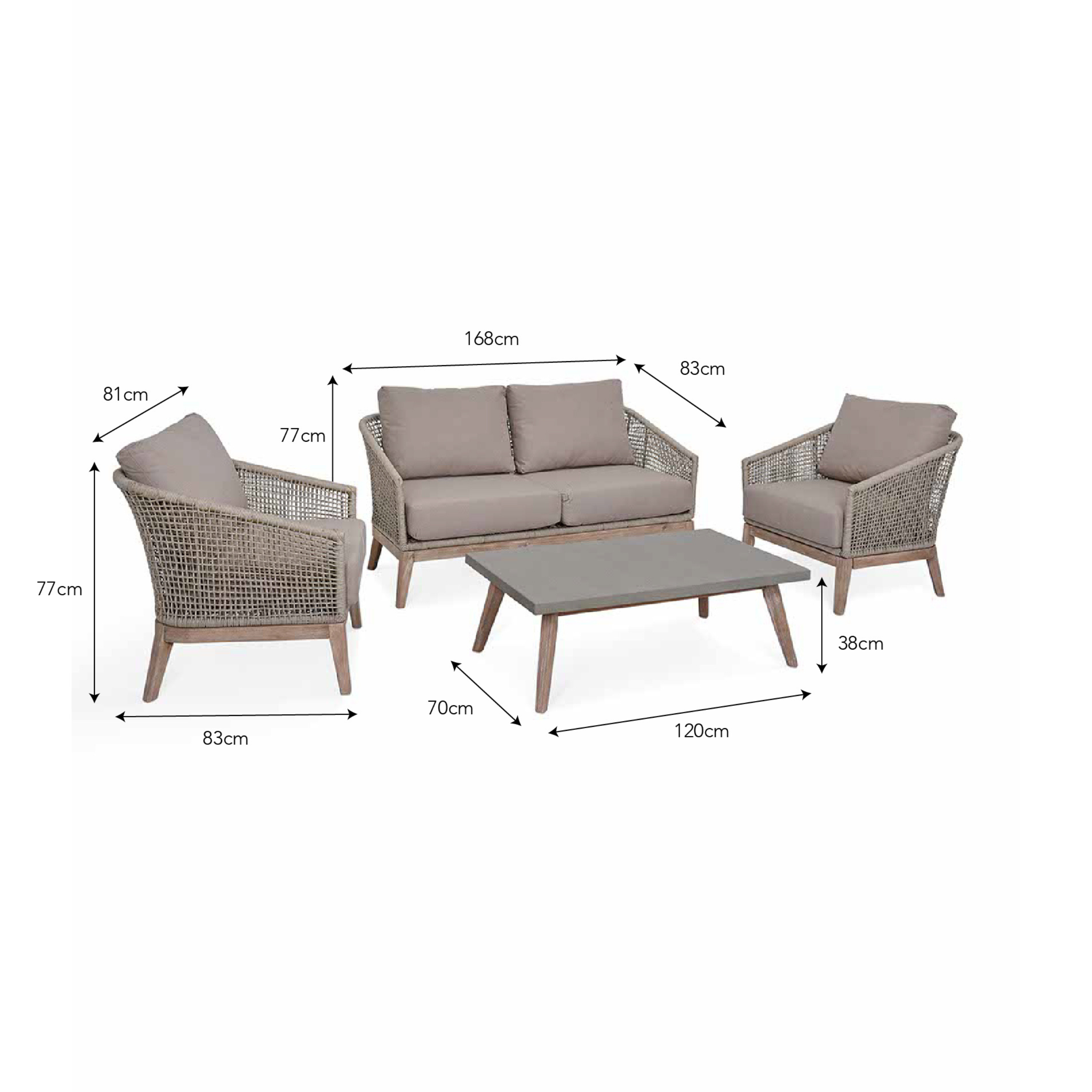 Lynton 2-Seater Outdoor Sofa Set – Acacia Wood & Grey Cushions