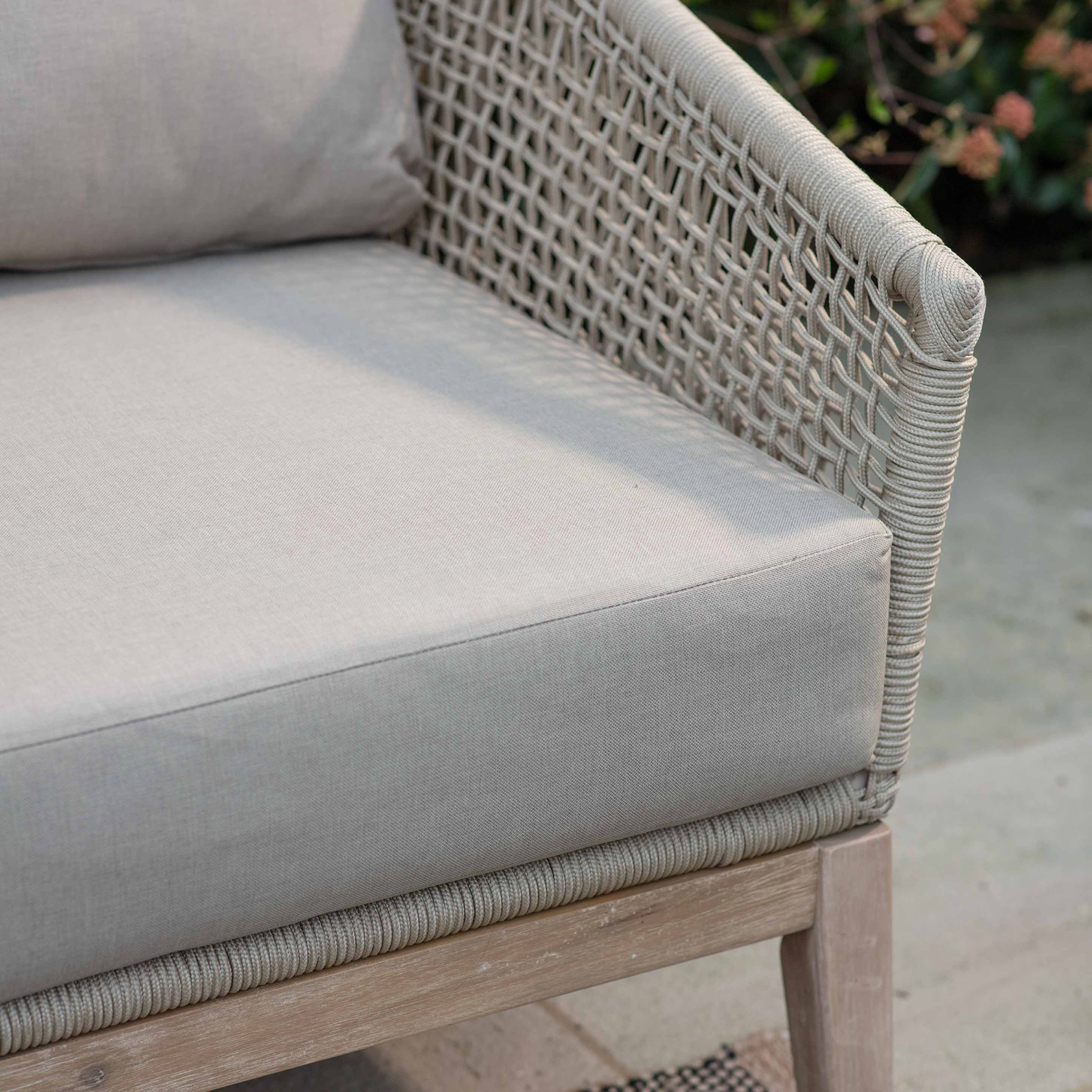 Lynton 2-Seater Outdoor Sofa Set – Acacia Wood & Grey Cushions
