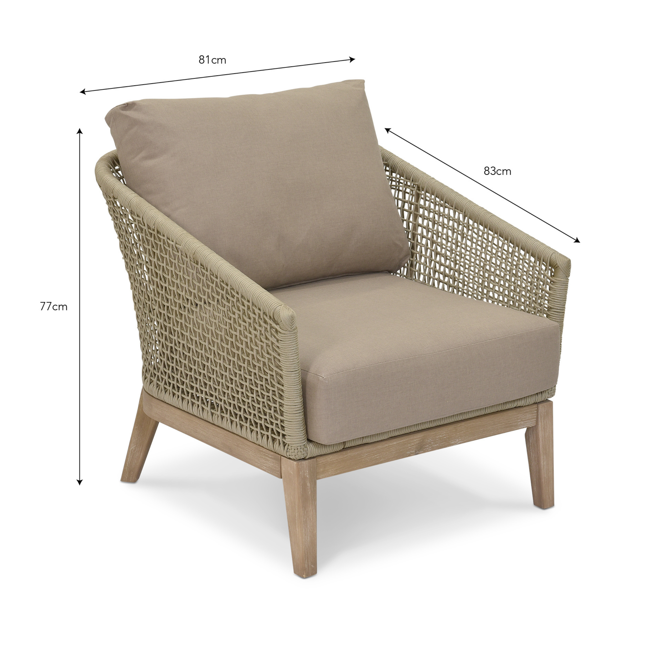 Lynton Outdoor Armchair – Acacia Wood & Grey Cushion