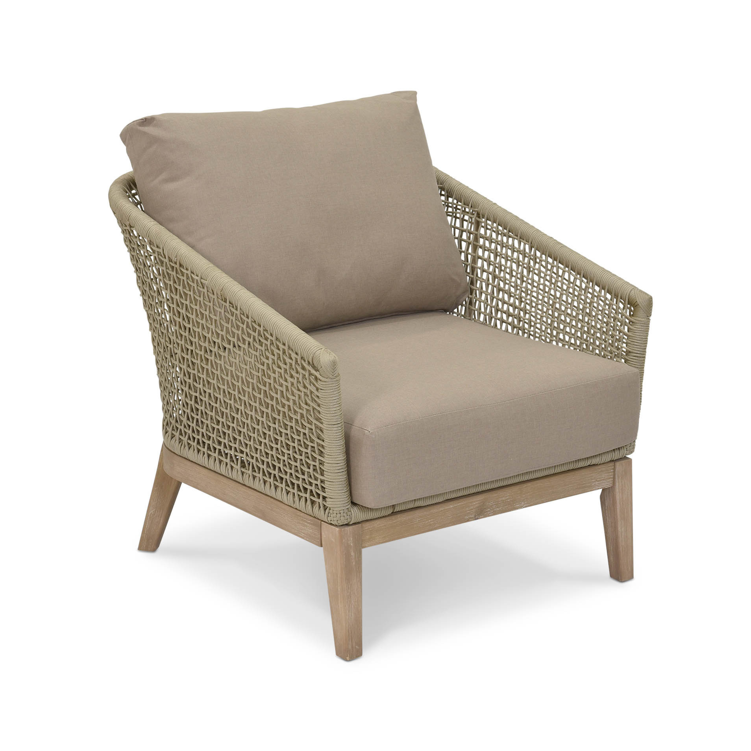 Lynton Outdoor Armchair – Acacia Wood & Grey Cushion