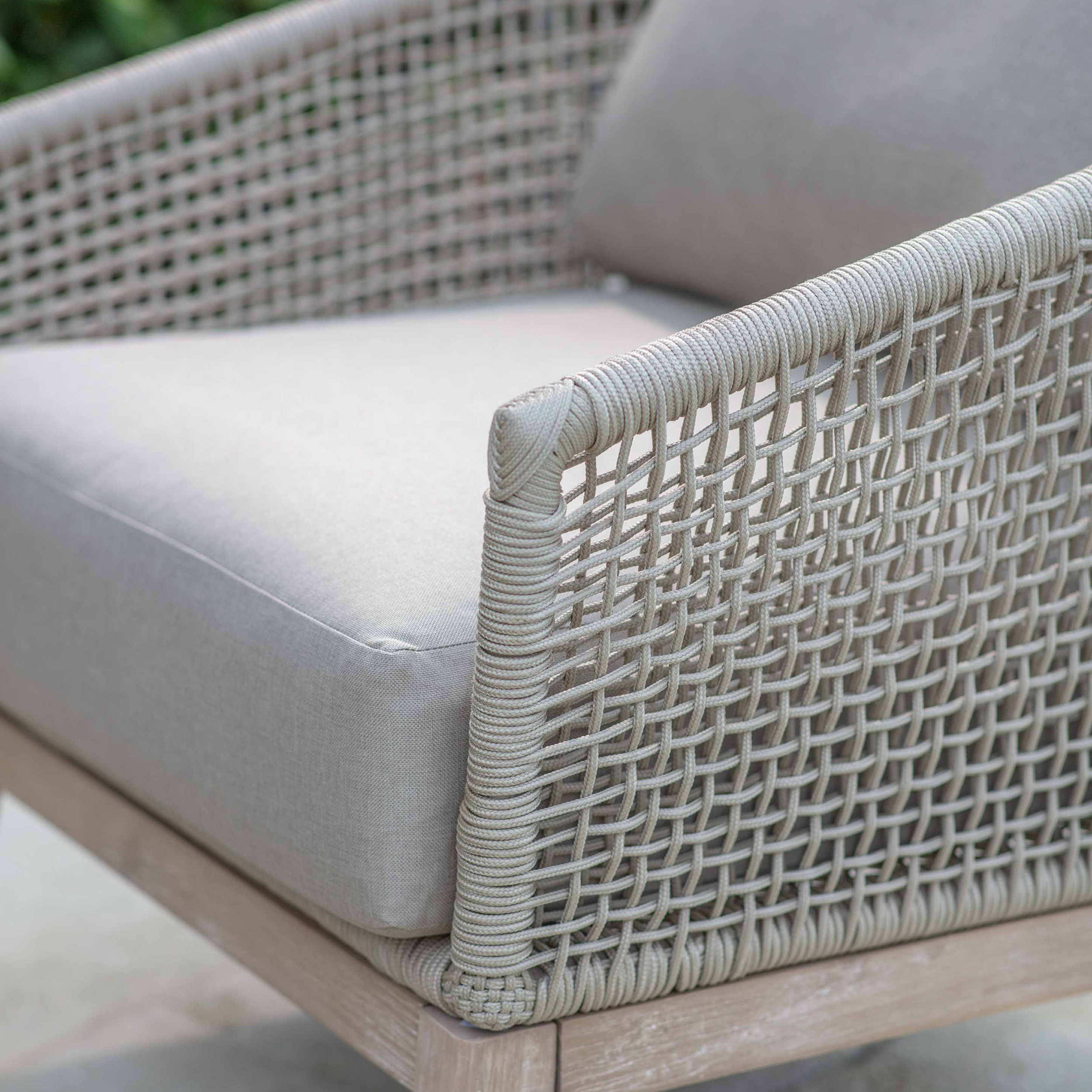Lynton Outdoor Armchair – Acacia Wood & Grey Cushion