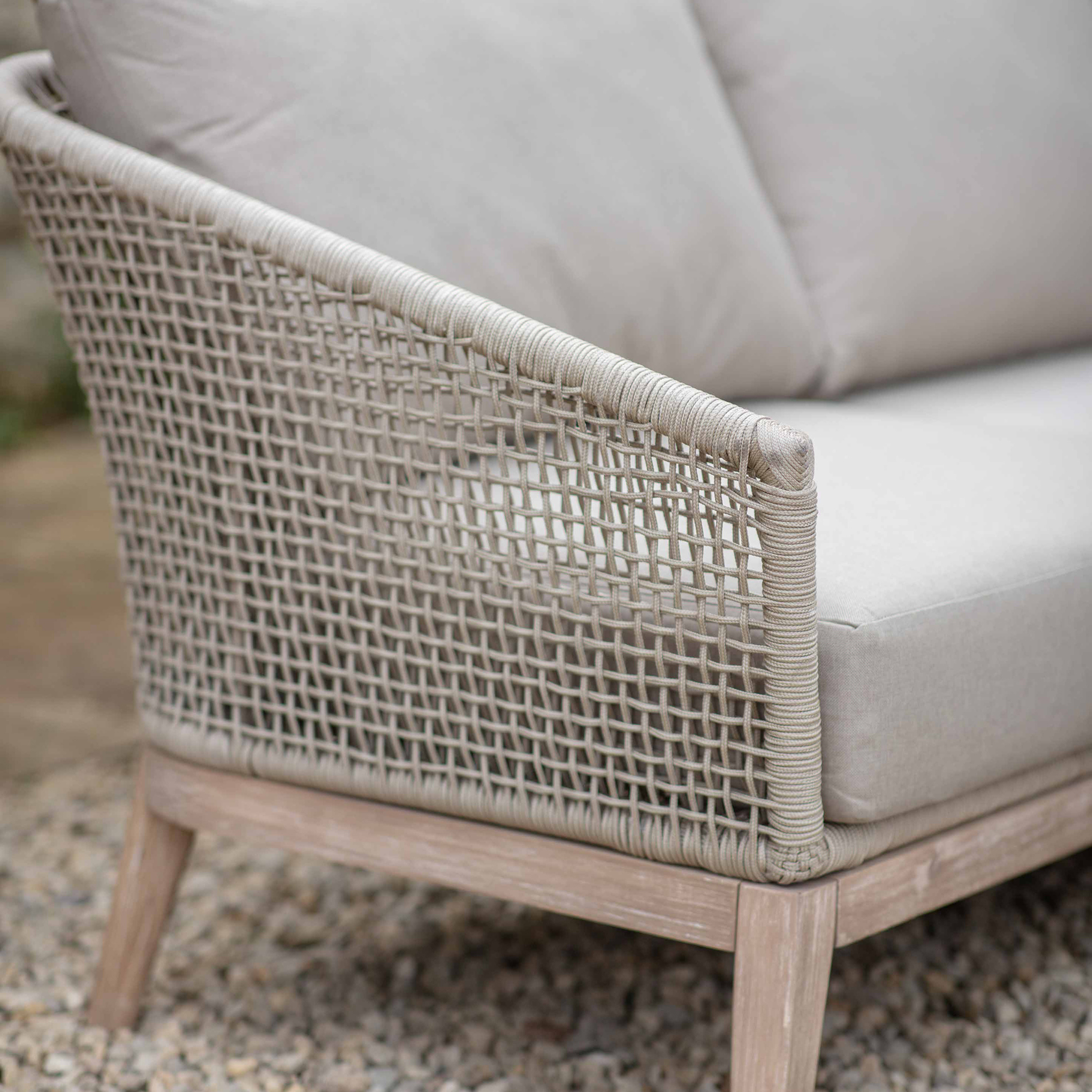 Lynton Corner Outdoor Sofa Set – Acacia Wood & Grey Cushions