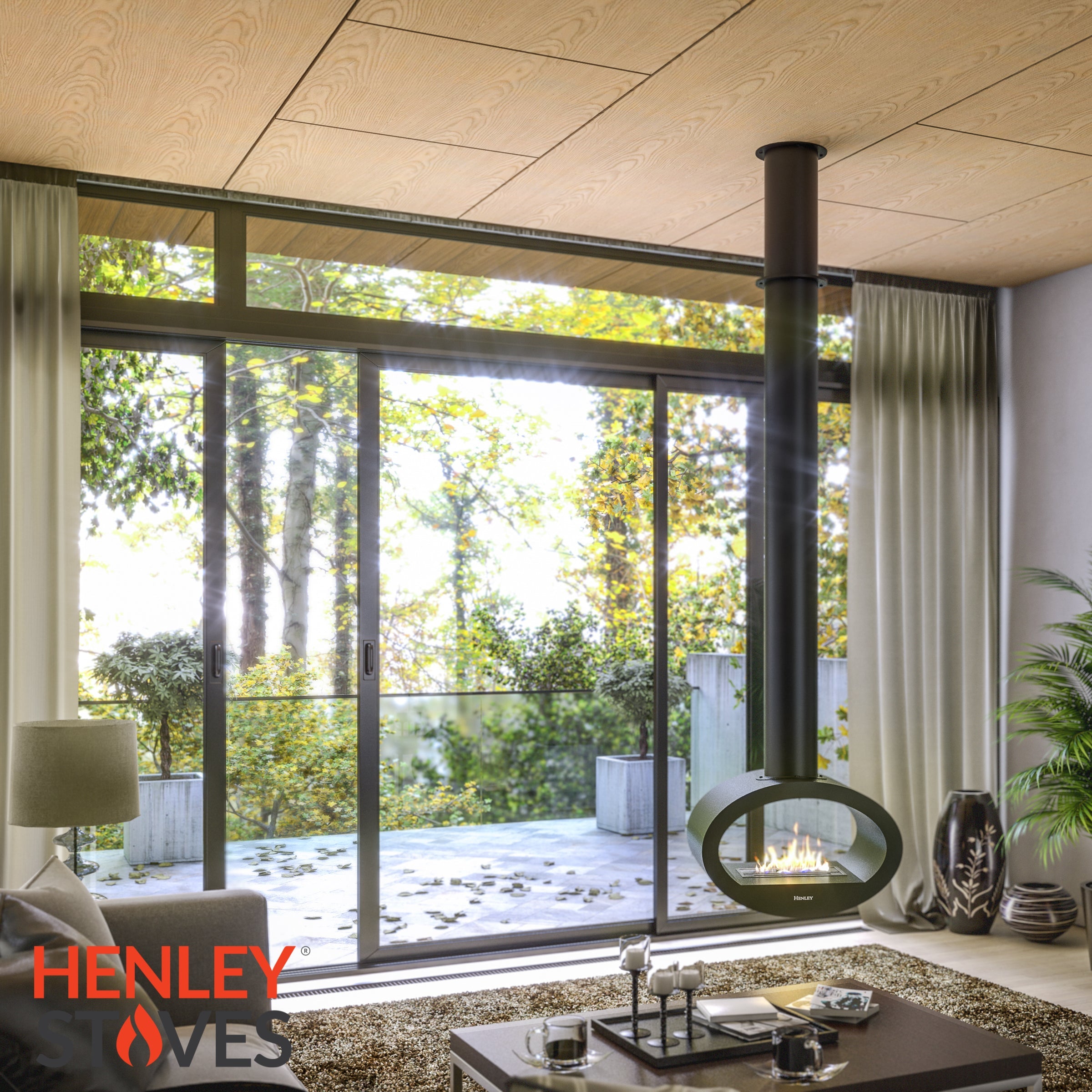 Henley Milan Ceiling-Mounted Bioethanol Fireplace