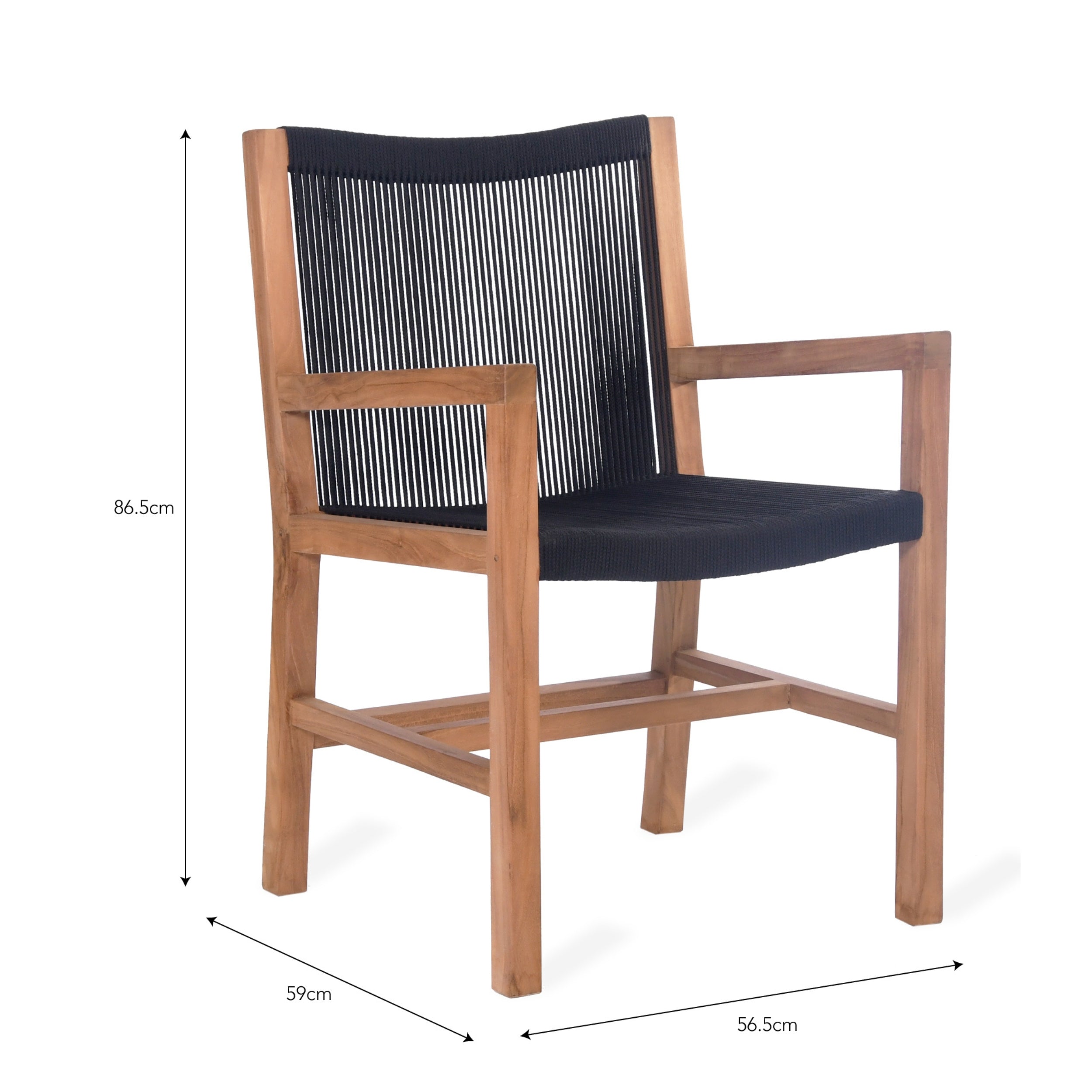 Mylor Dining Armchairs – Teak & Black Polyrope, Set of 2