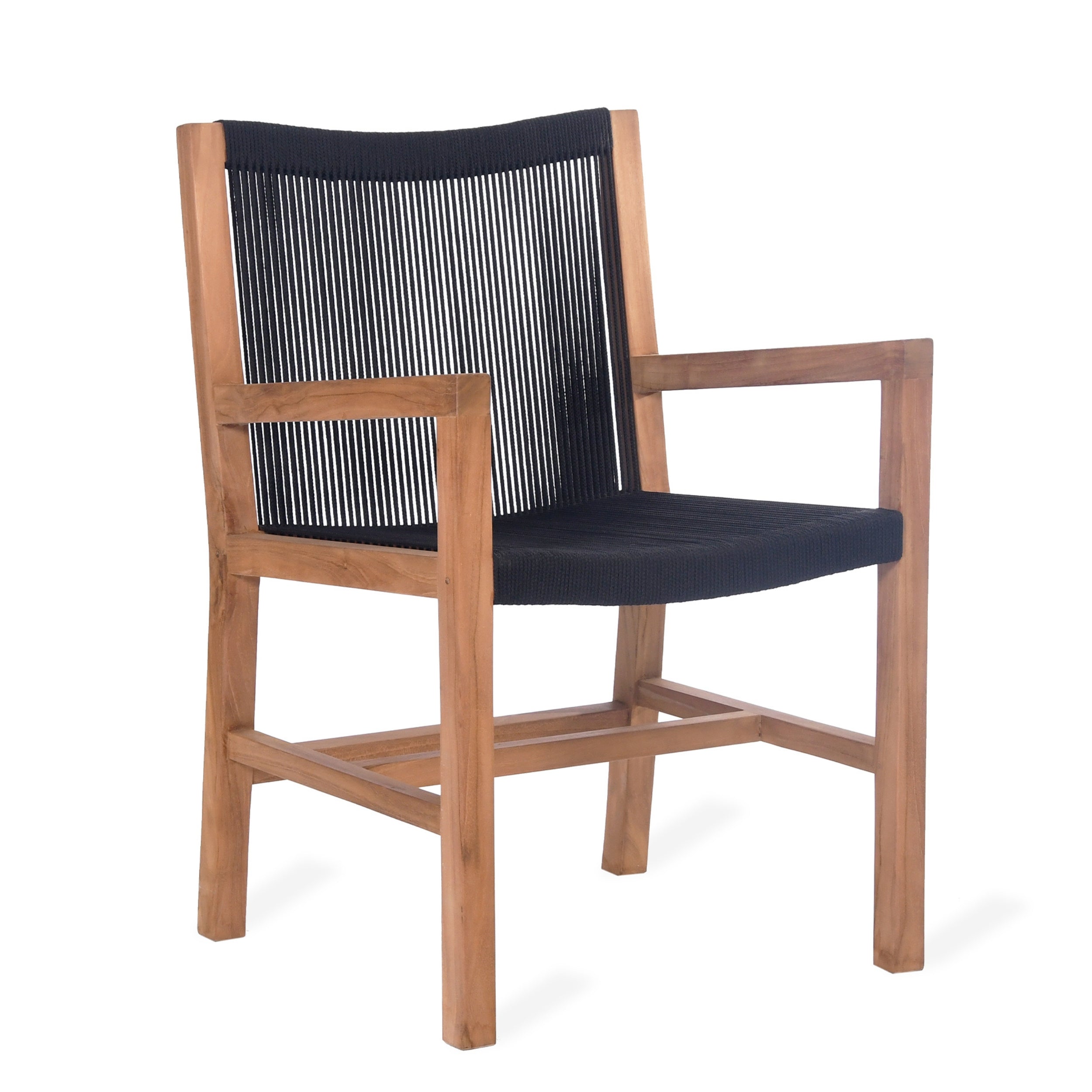 Mylor Dining Armchairs – Teak & Black Polyrope, Set of 2