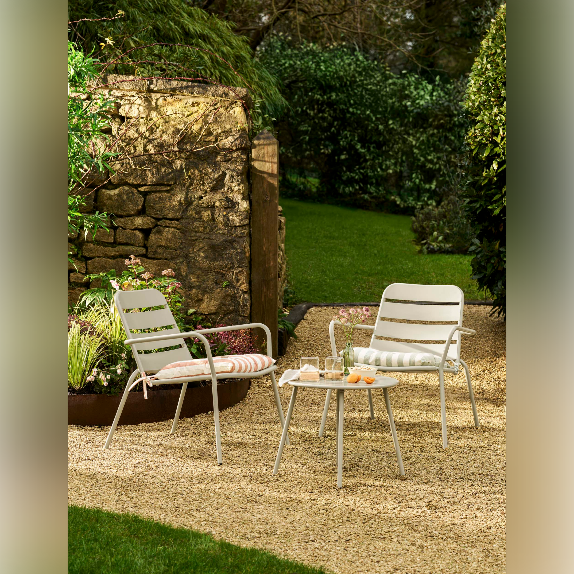 Newbridge Outdoor Armchair Bistro Set – Powder Coated Steel