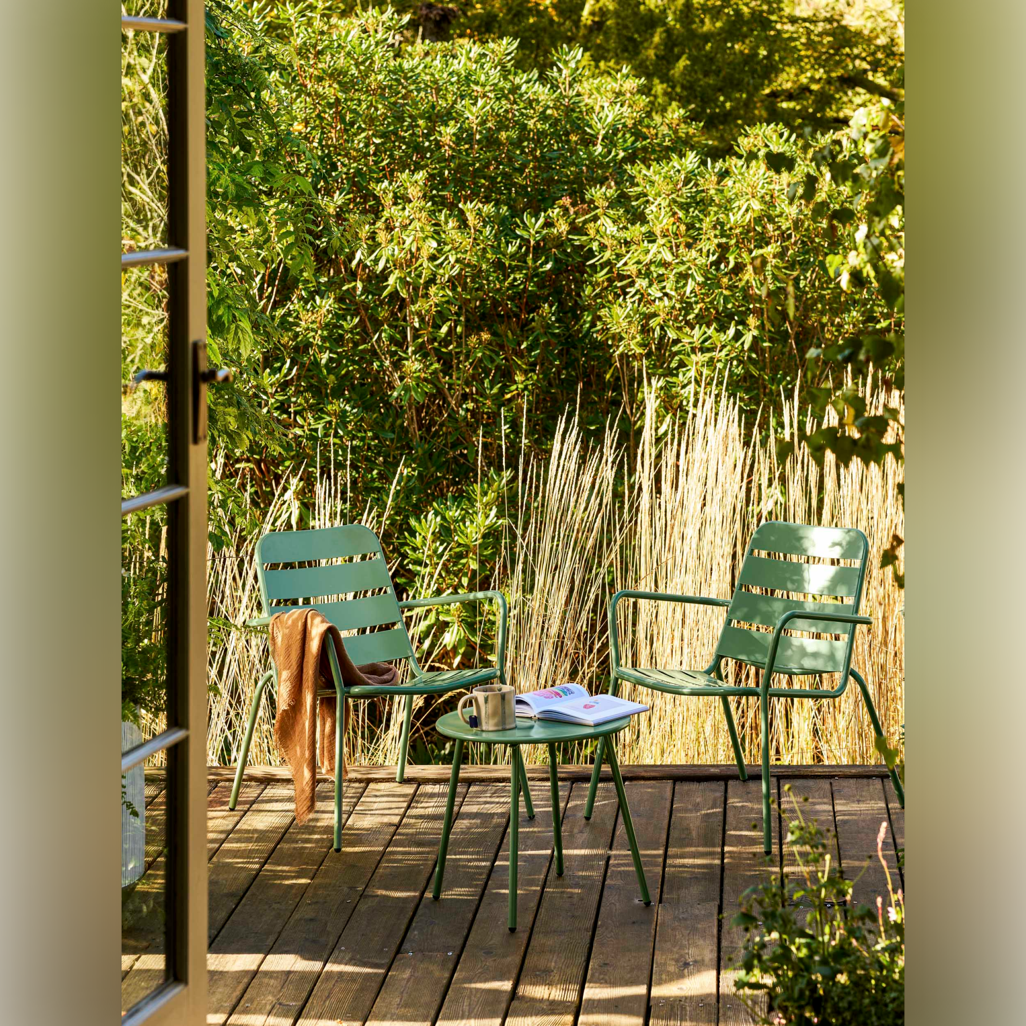 Newbridge Outdoor Armchair Bistro Set – Powder Coated Steel