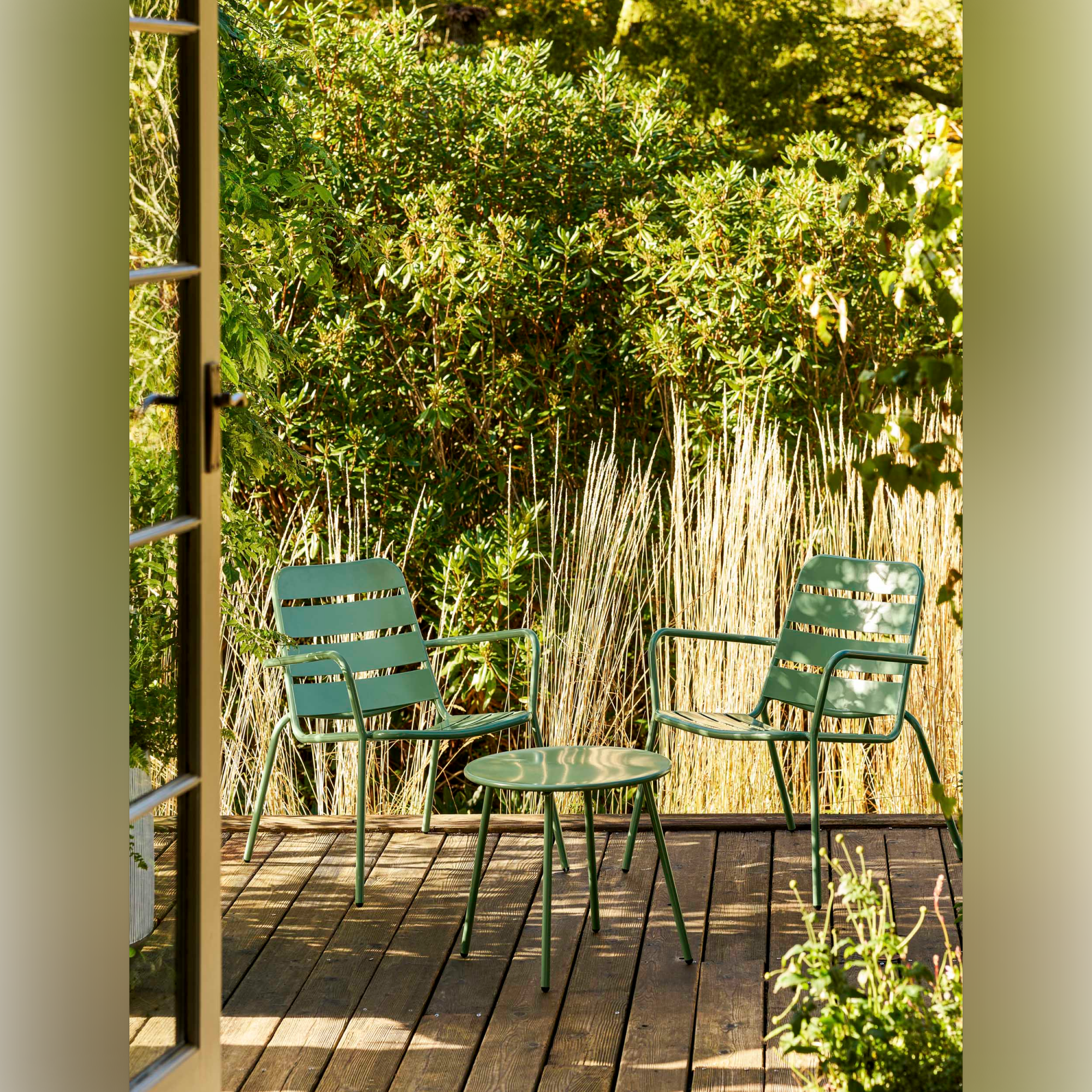 Newbridge Outdoor Armchair Bistro Set – Powder Coated Steel