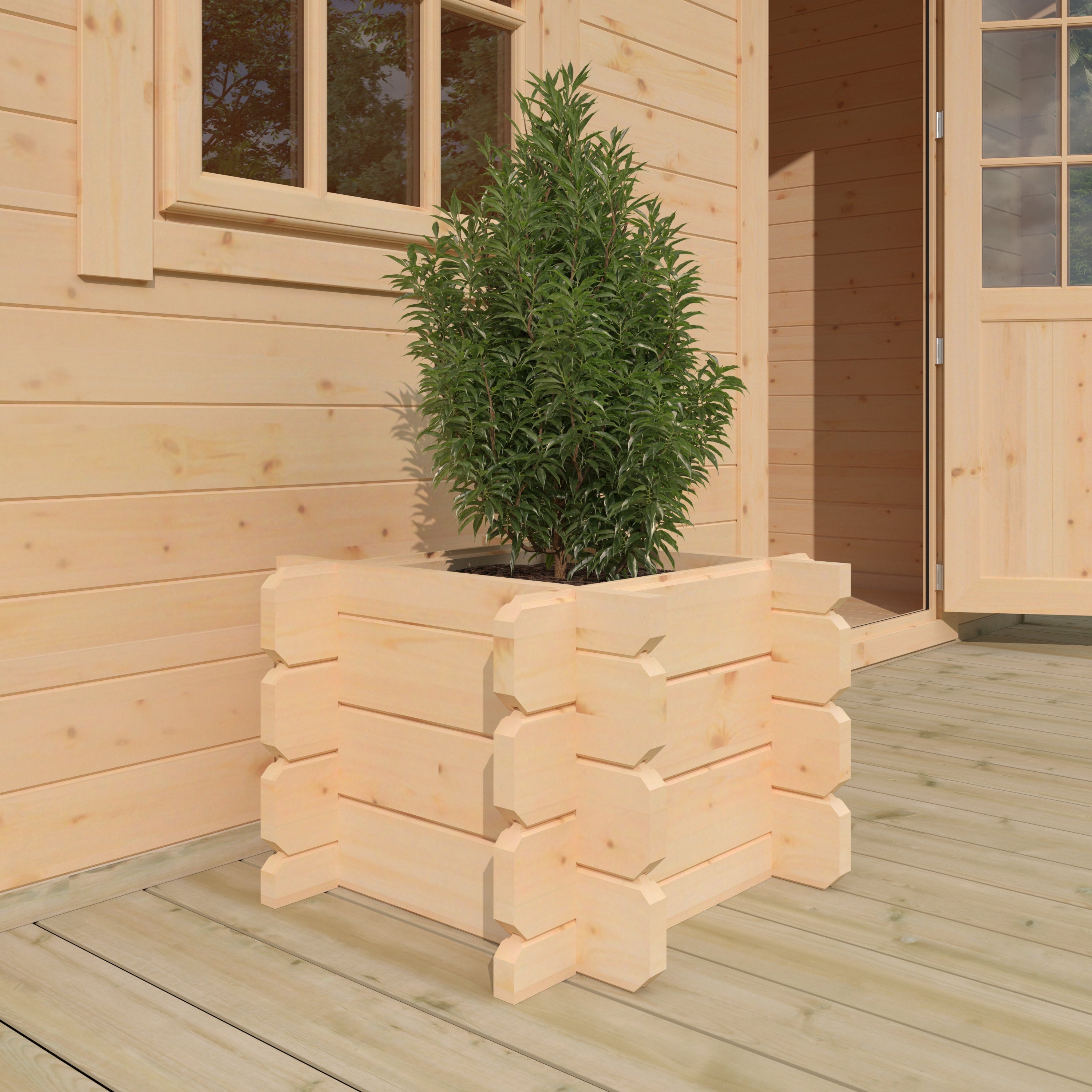 AEMYR Interlocking Timber Planter | 2 × 2 ft