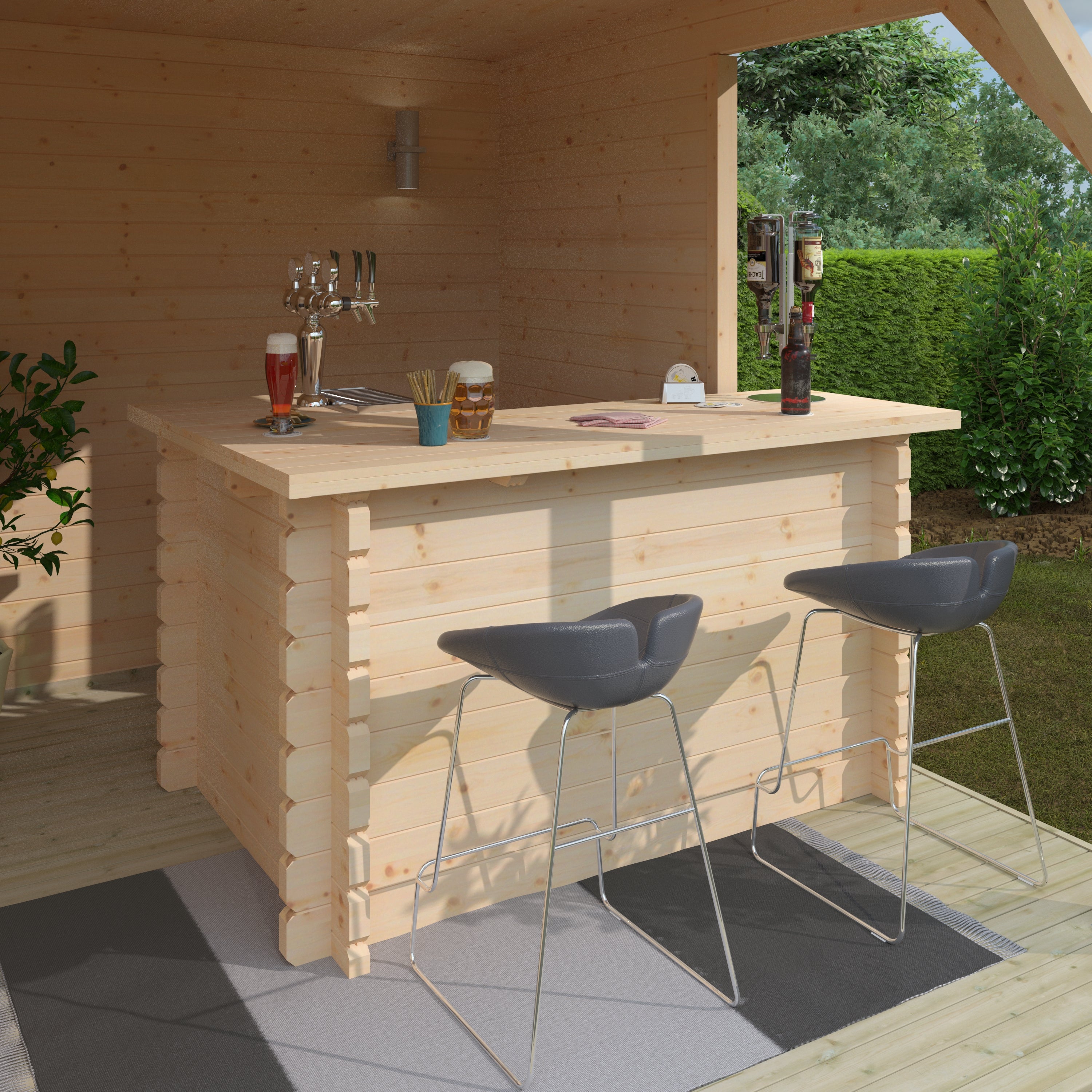 AEMYR Corner Timber Bar | 6 × 4 ft