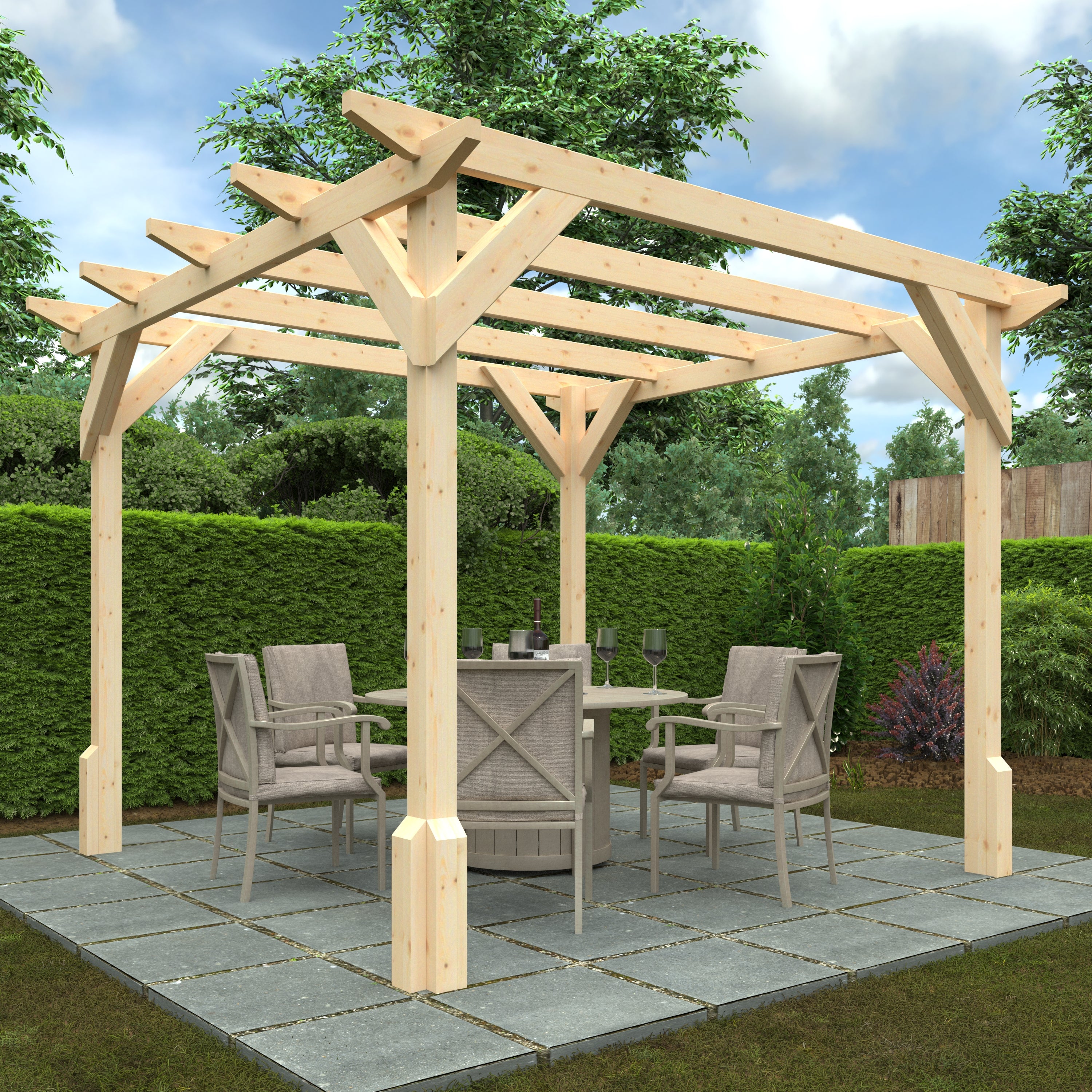 AEMYR Open Timber Pergola | 10 × 10 ft