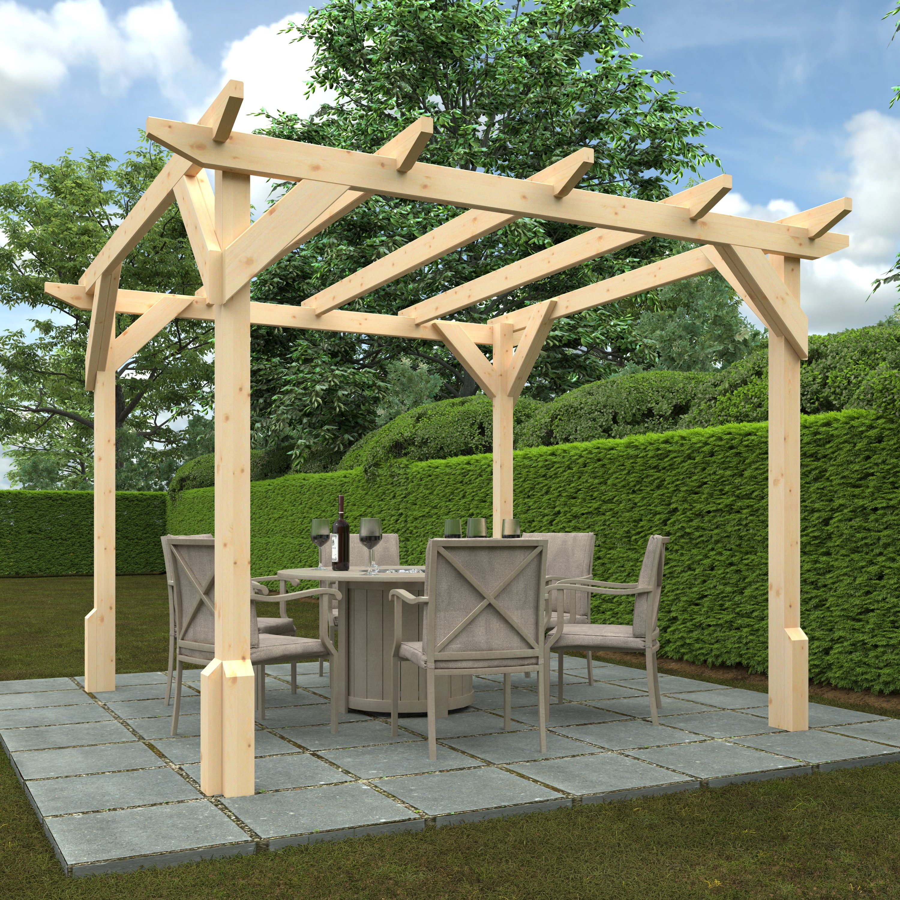 AEMYR Open Timber Pergola | 10 × 10 ft