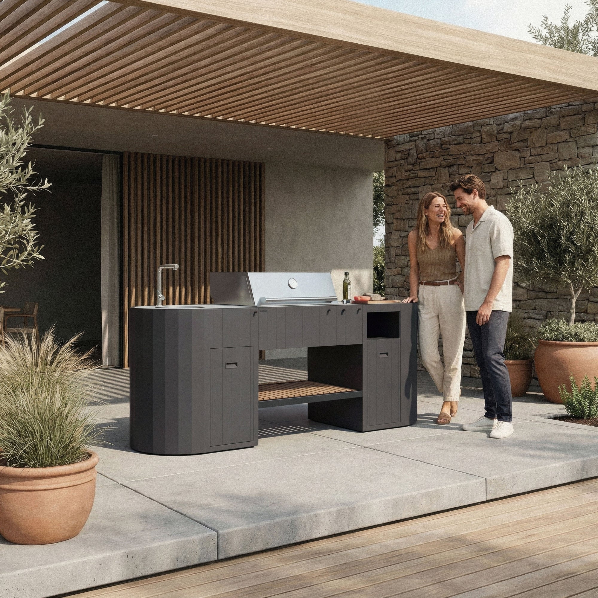 Q-Boo OVO GL Large Freestanding Outdoor Kitchen with Sink