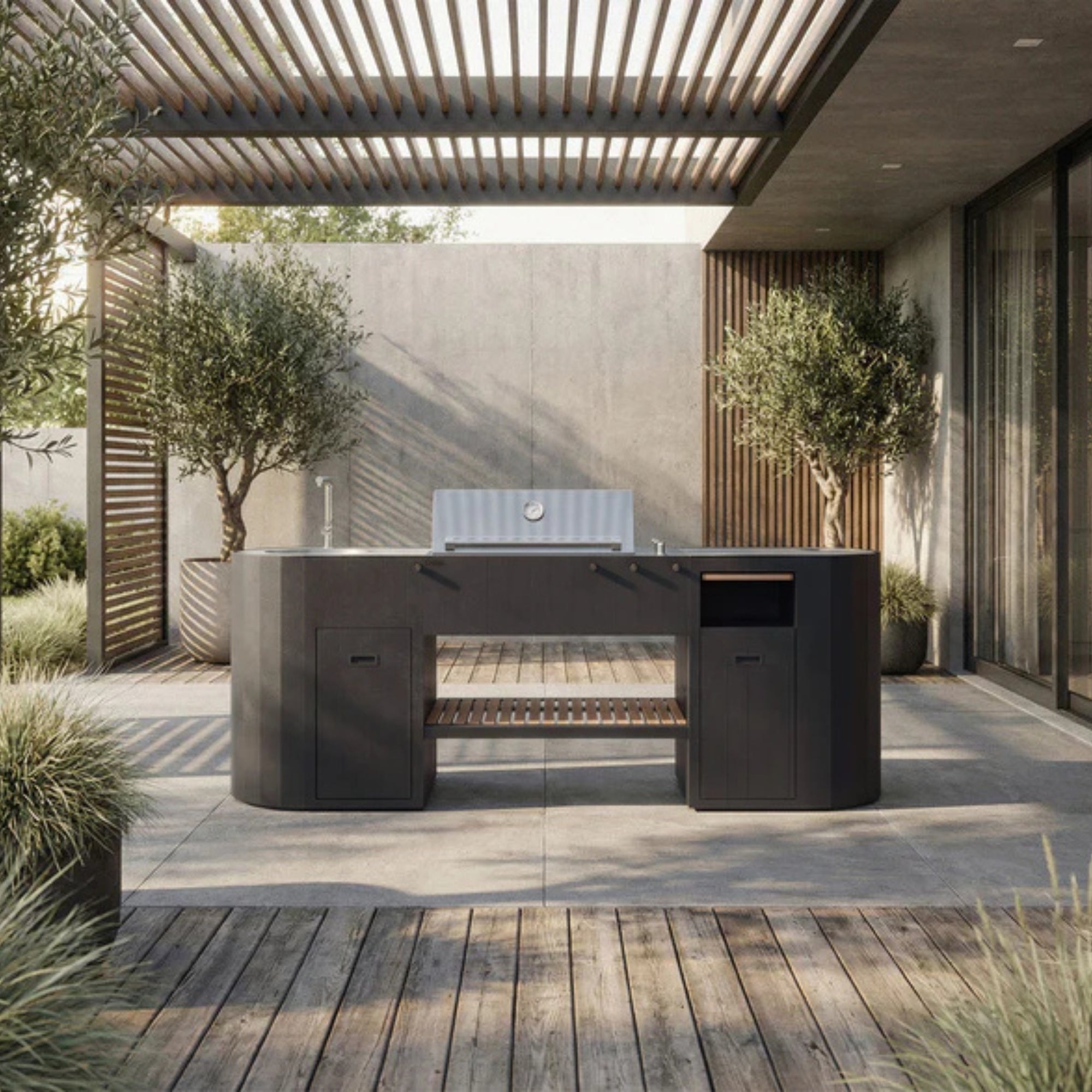 Q-Boo OVO GL Large Freestanding Outdoor Kitchen with Sink