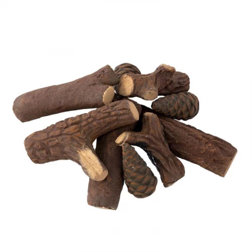 ScandiFlames Decorative Ceramic Logs – 9 Piece Set