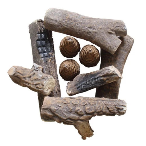 ScandiFlames Decorative Ceramic Logs – 9 Piece Set