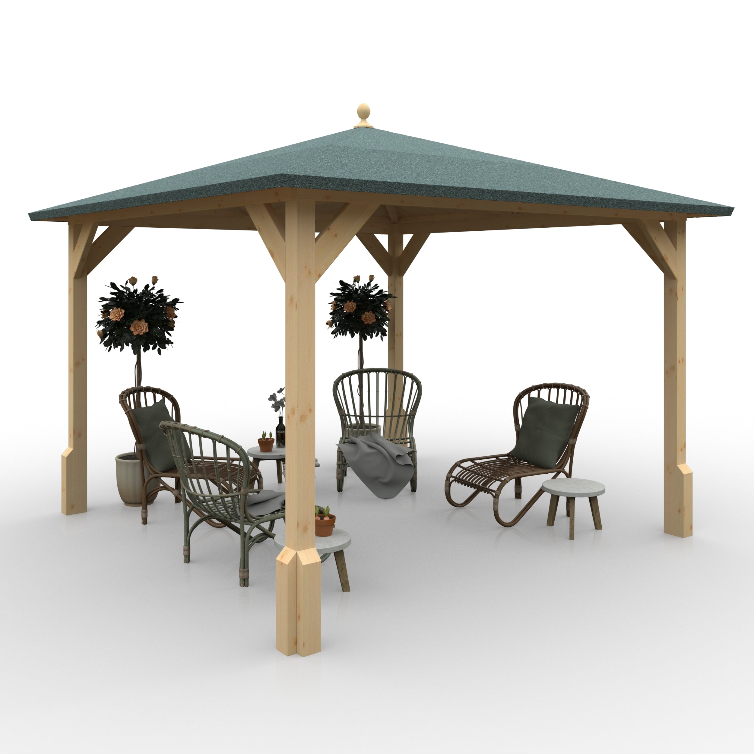 AEMYR 10 × 10 ft Roofed Timber Pergola