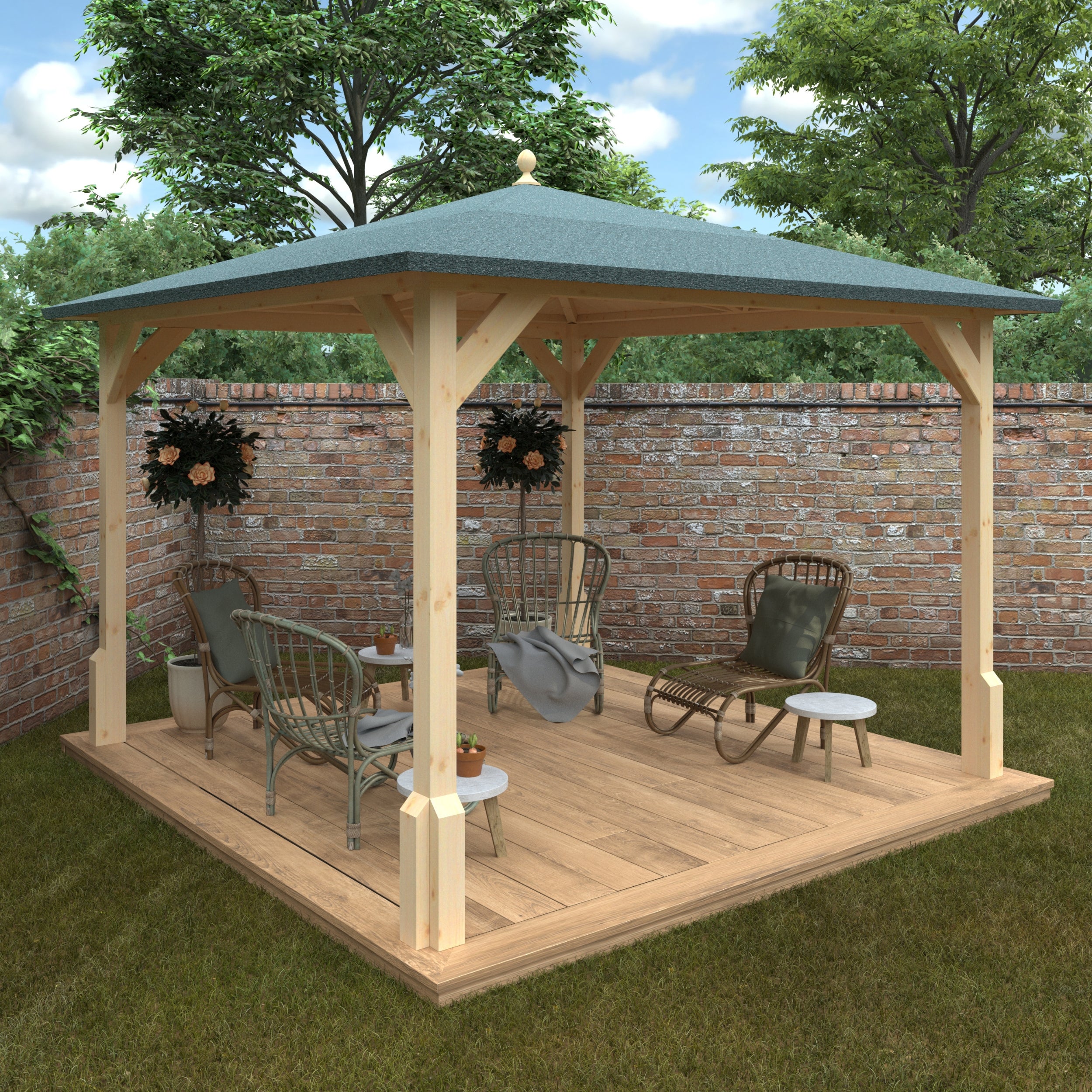 AEMYR 10 × 10 ft Roofed Timber Pergola